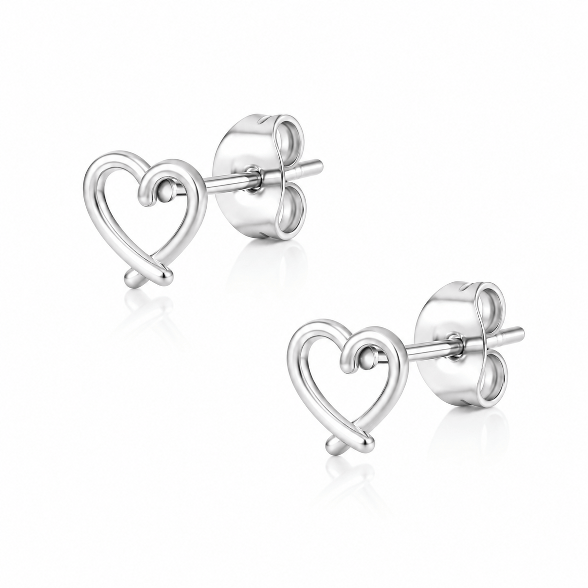 Bohomoon Stainless Steel Adorn Heart Stud Earrings