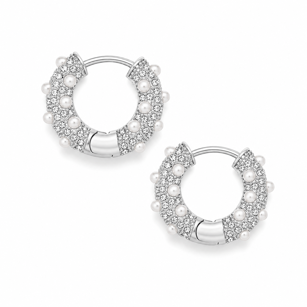 Bohomoon Stainless Steel Alice Pearl Hoop Earrings