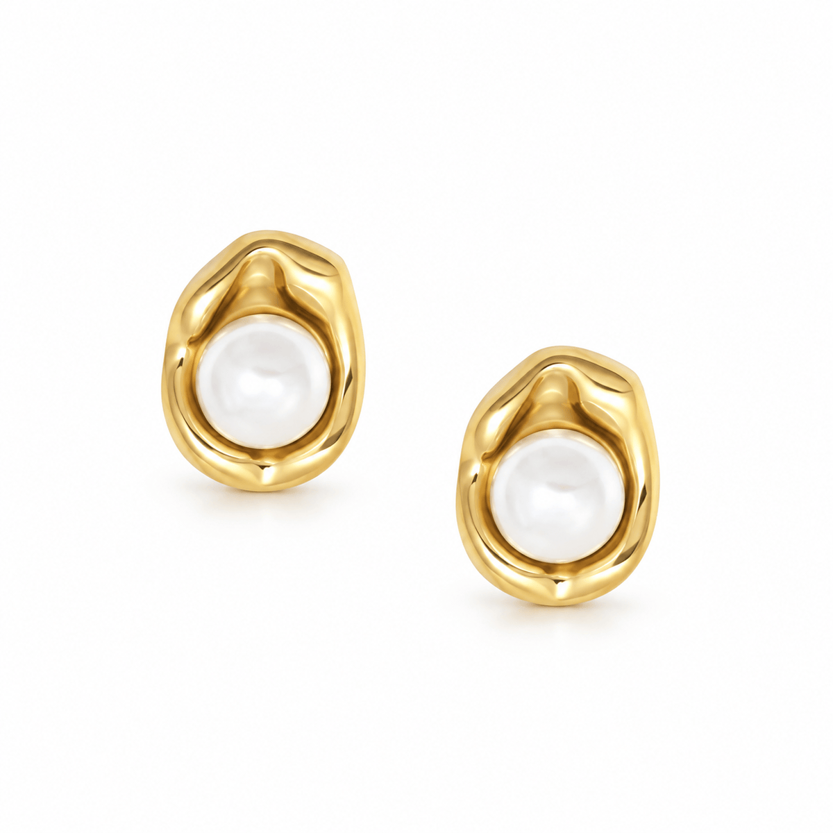 Bohomoon Stainless Steel Amber Pearl Stud Earrings