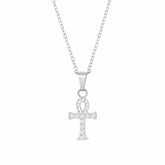 BohoMoon Stainless Steel Ankh Necklace Silver