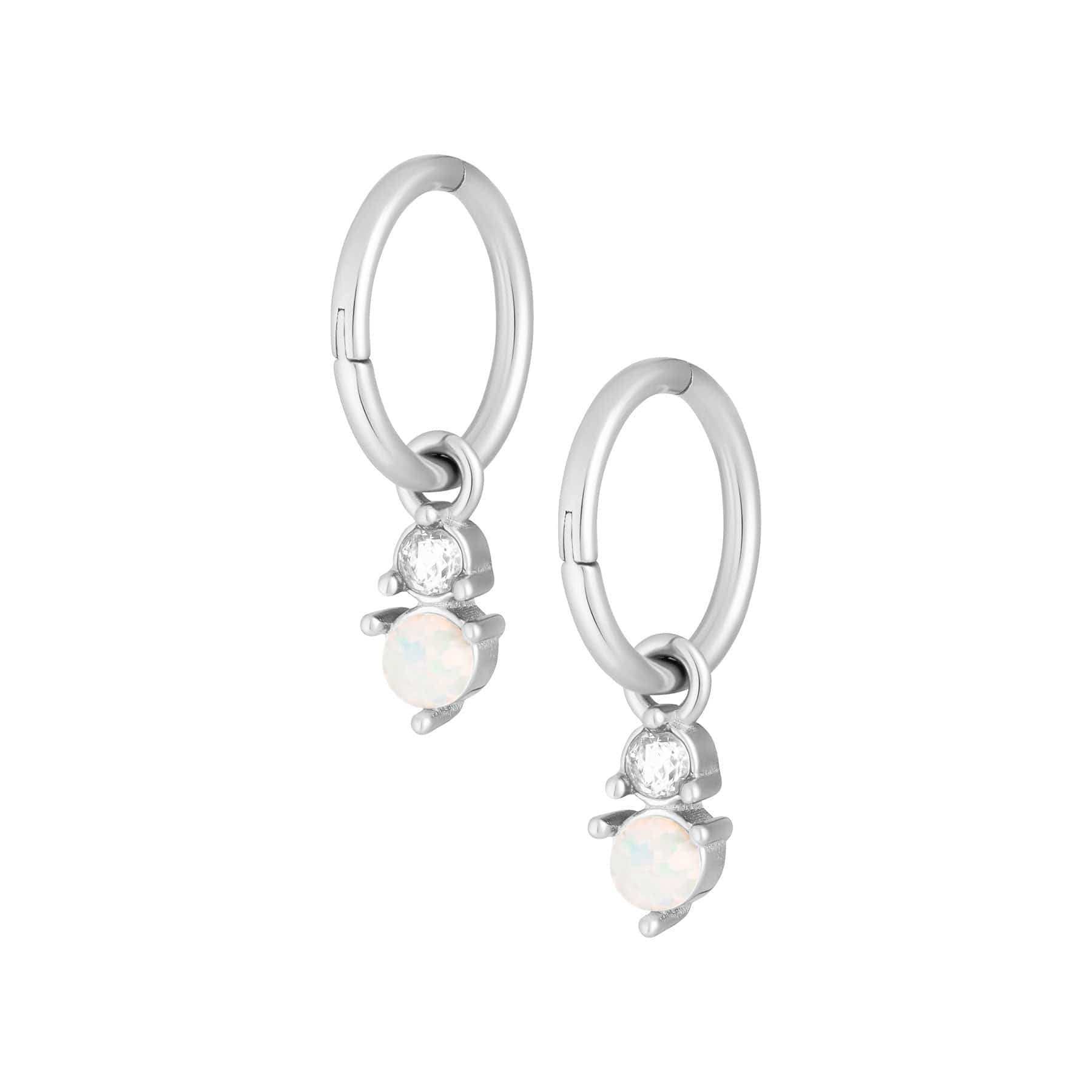 Bohomoon Stainless Steel Anthem Opal Hoop Earrings