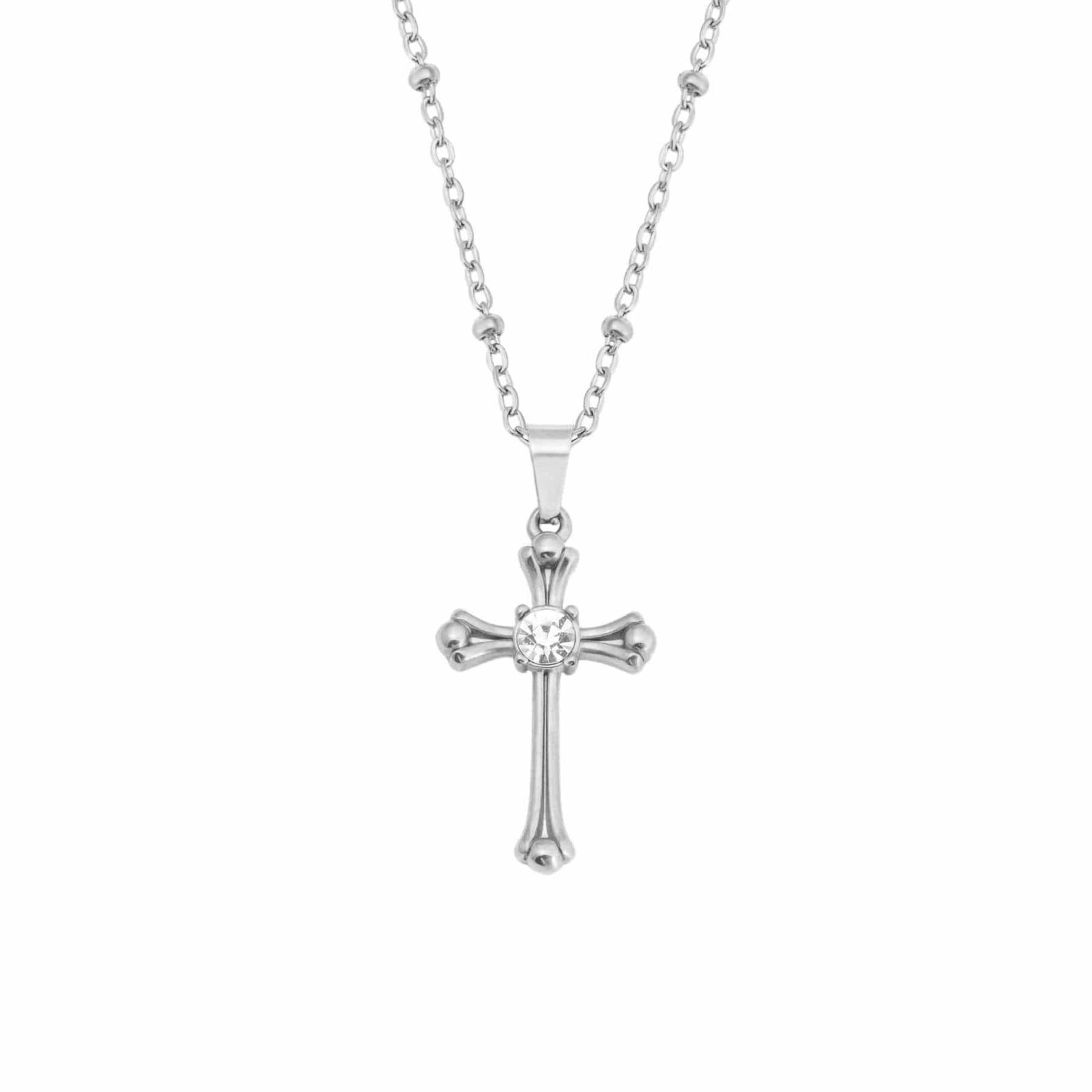 BohoMoon Stainless Steel Antonella Cross Necklace Silver