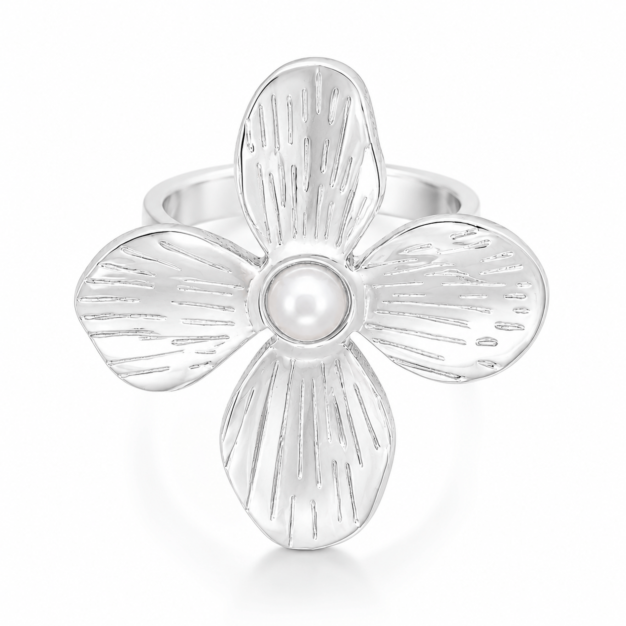 Bohomoon Stainless Steel Aurelie Flower Pearl Ring