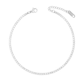 BohoMoon Stainless Steel Bardot Tennis Anklet Silver
