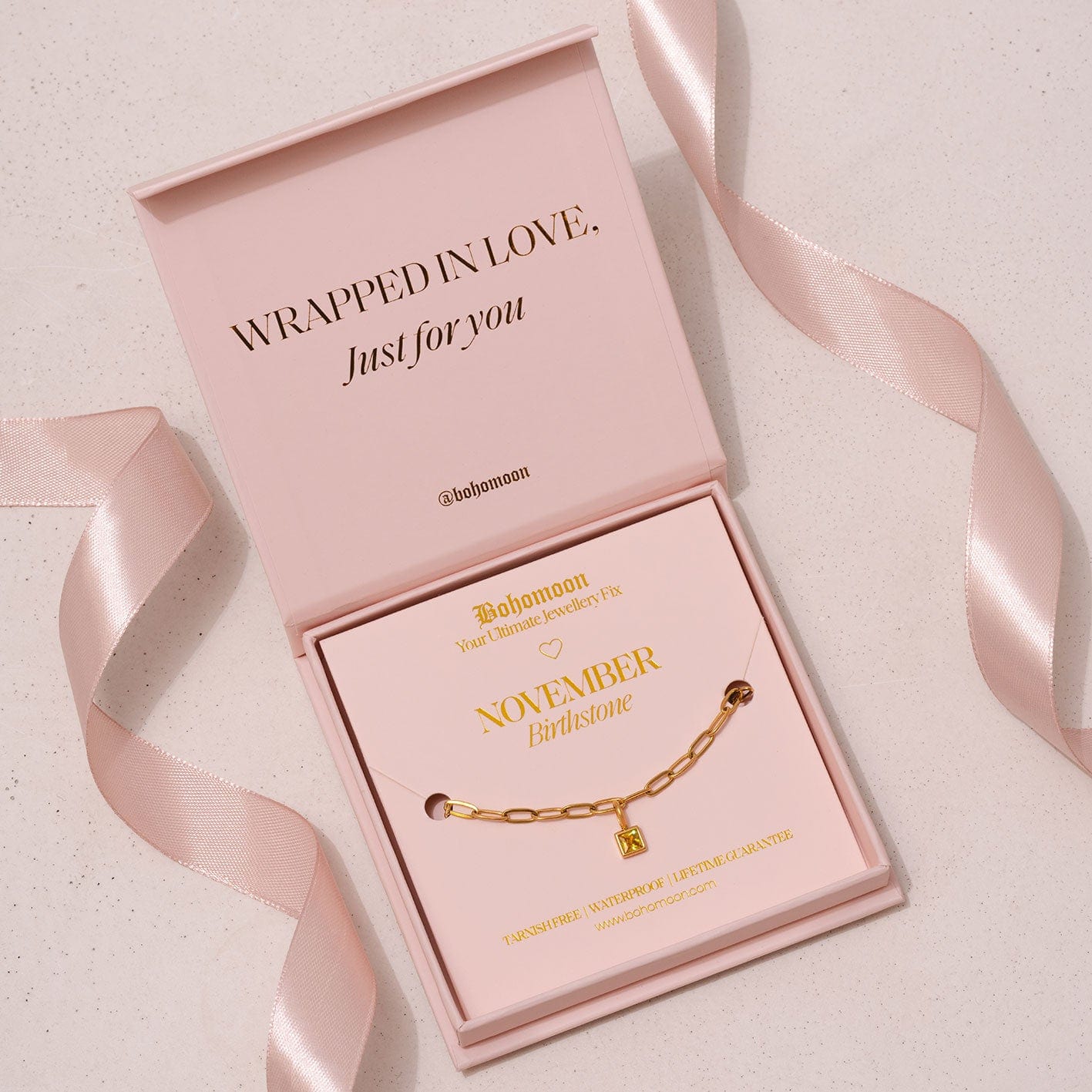 Bohomoon Stainless Steel Birthstone Bracelet