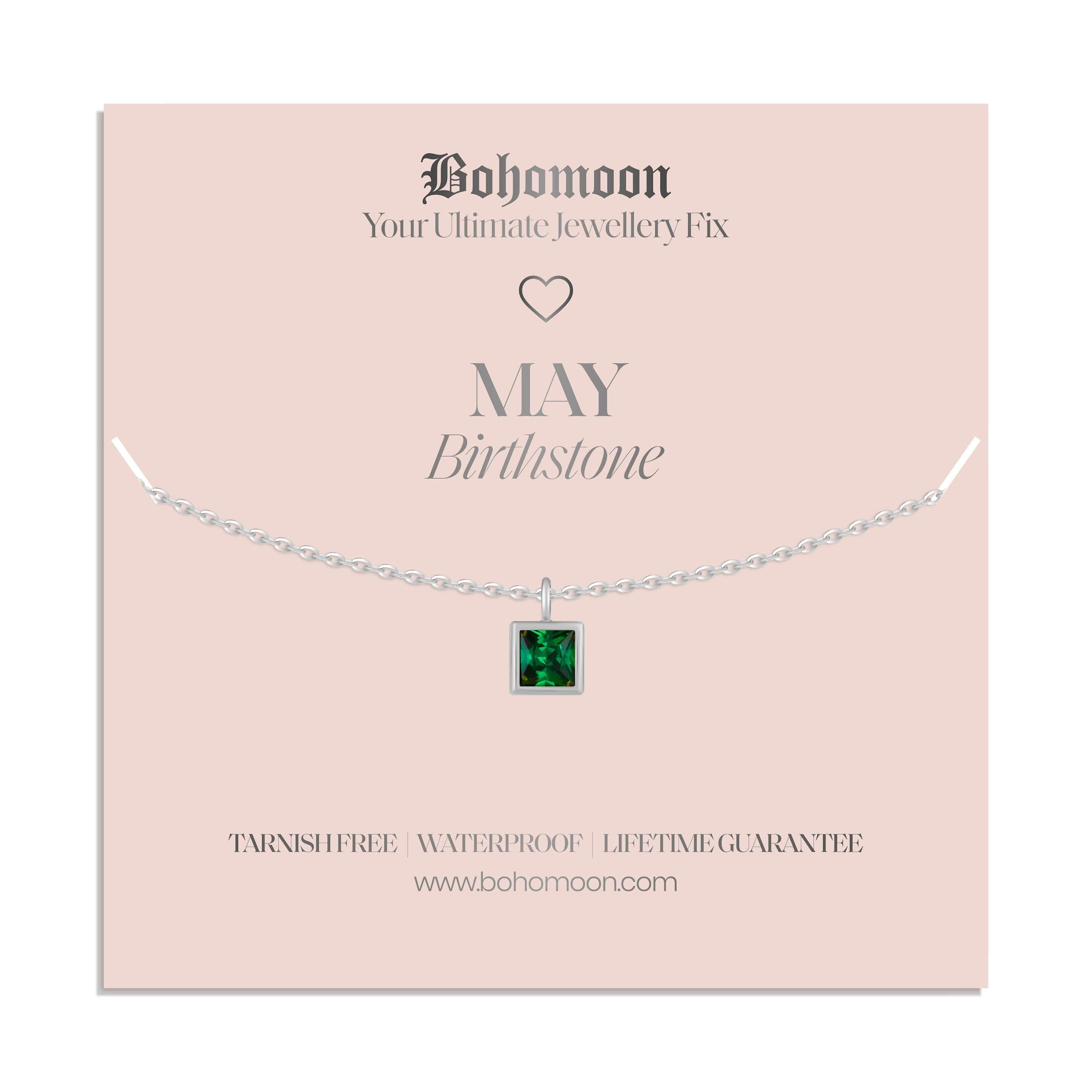 Bohomoon Stainless Steel Birthstone Necklace