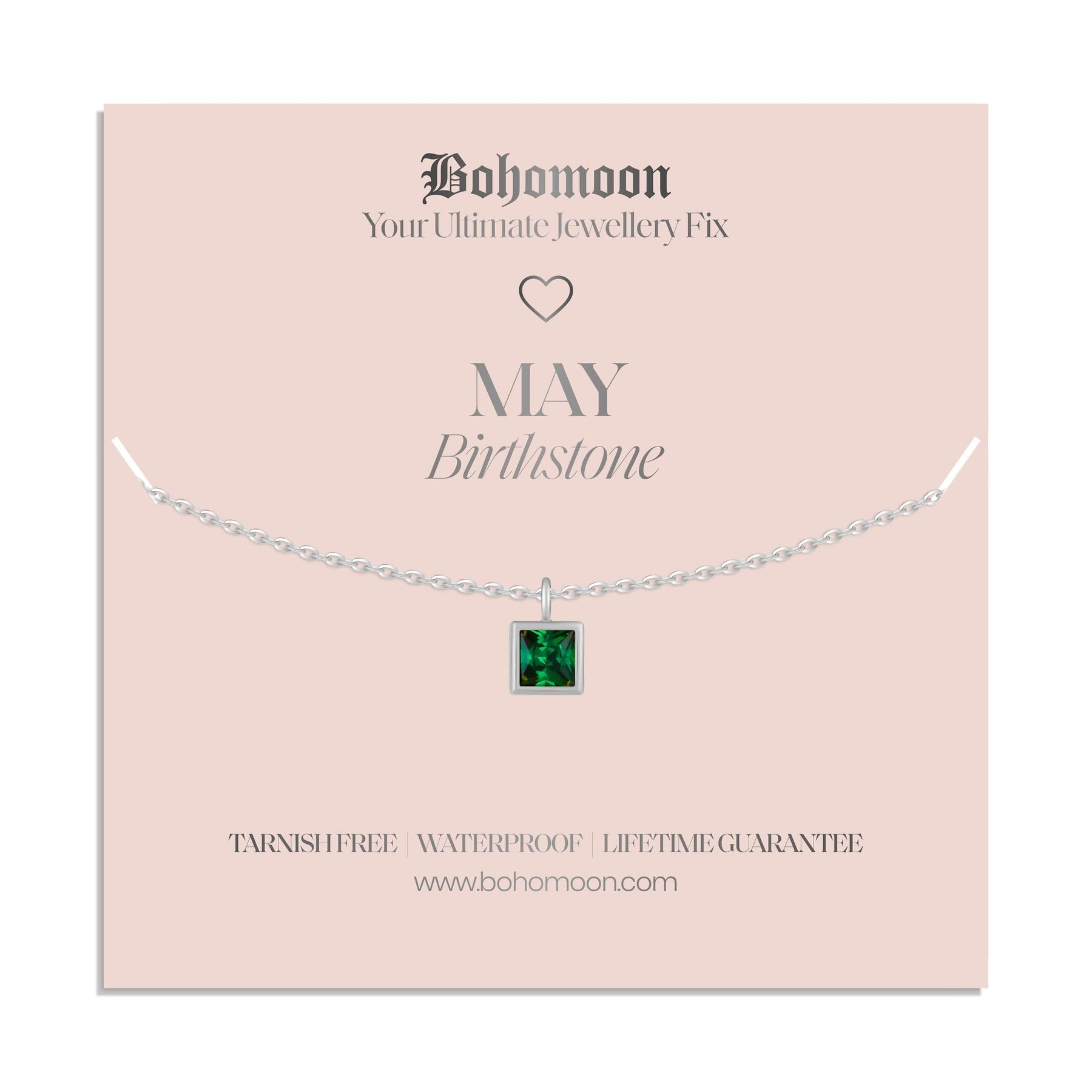 Bohomoon Stainless Steel Birthstone Necklace