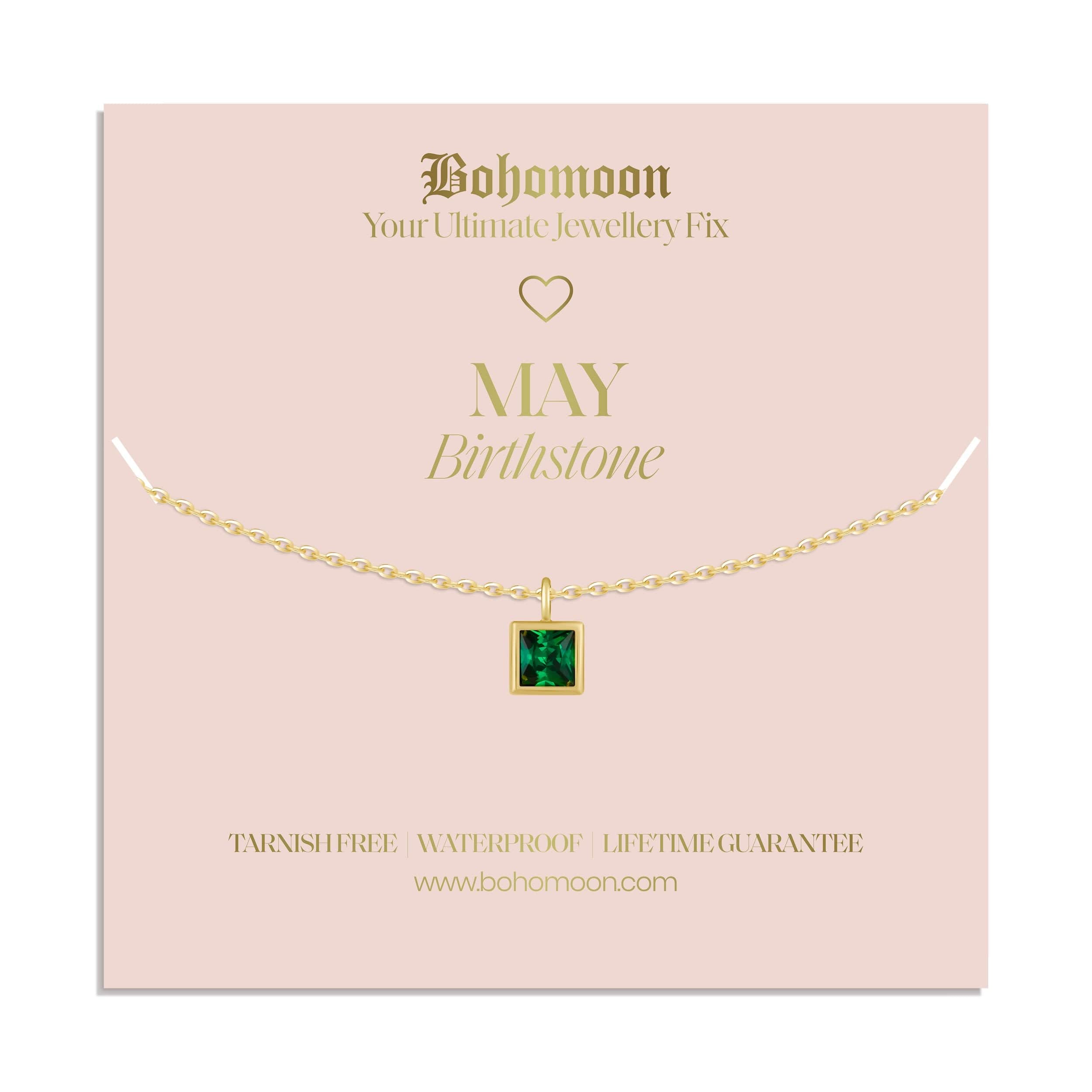 Bohomoon Stainless Steel Birthstone Necklace