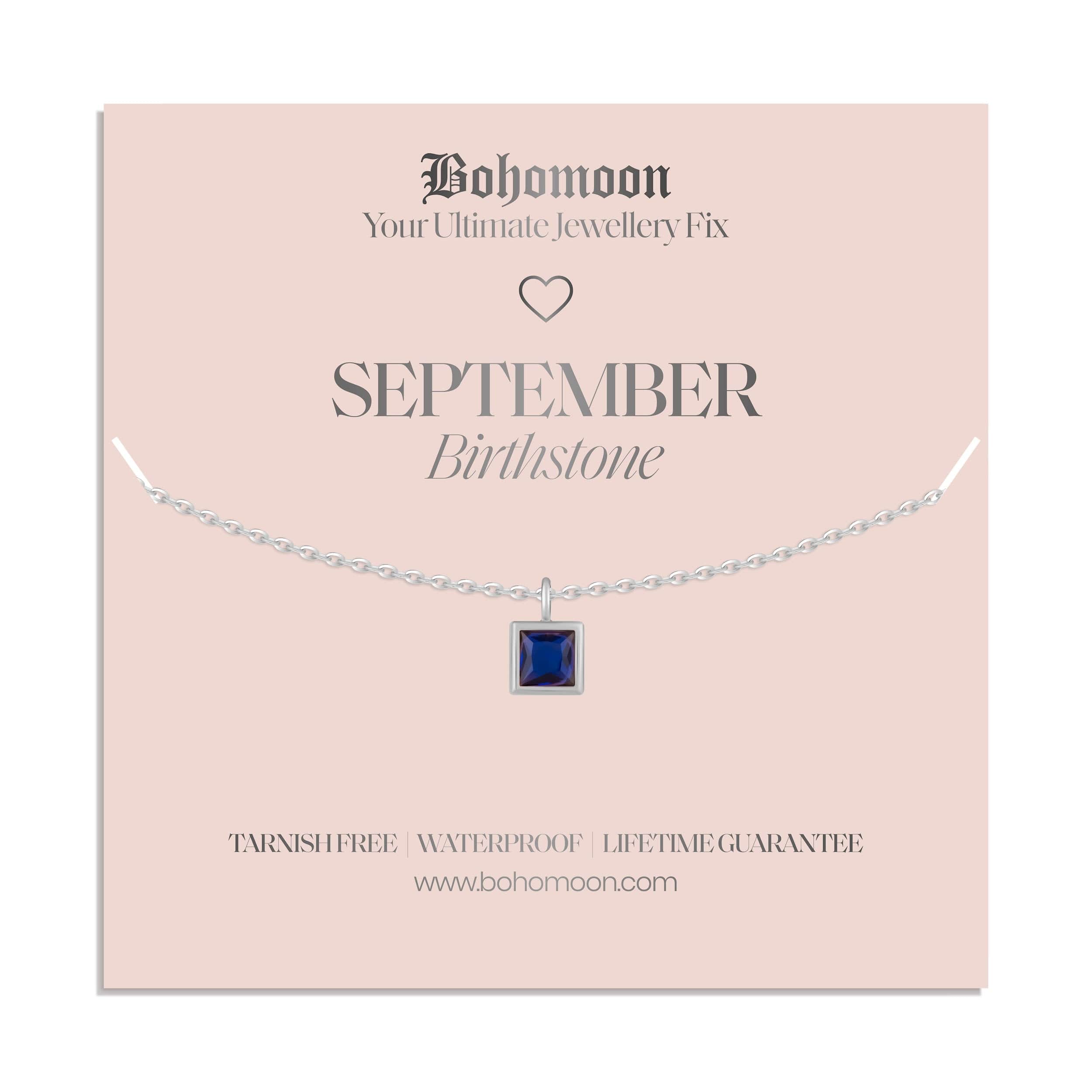 Bohomoon Stainless Steel Birthstone Necklace