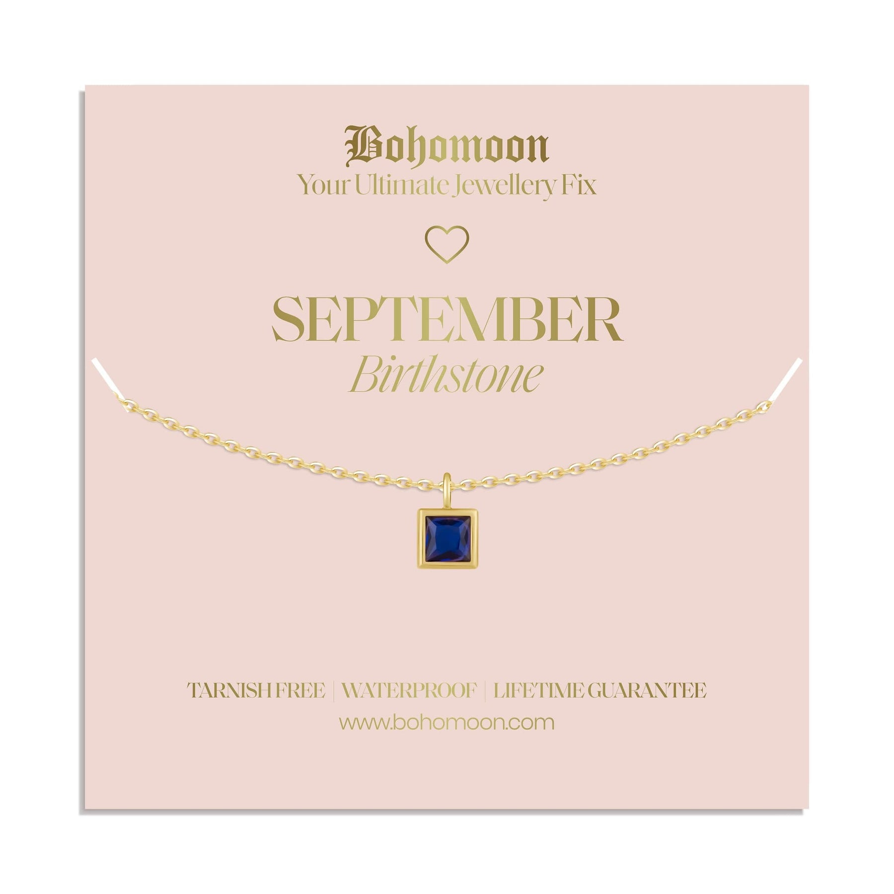 Bohomoon Stainless Steel Birthstone Necklace