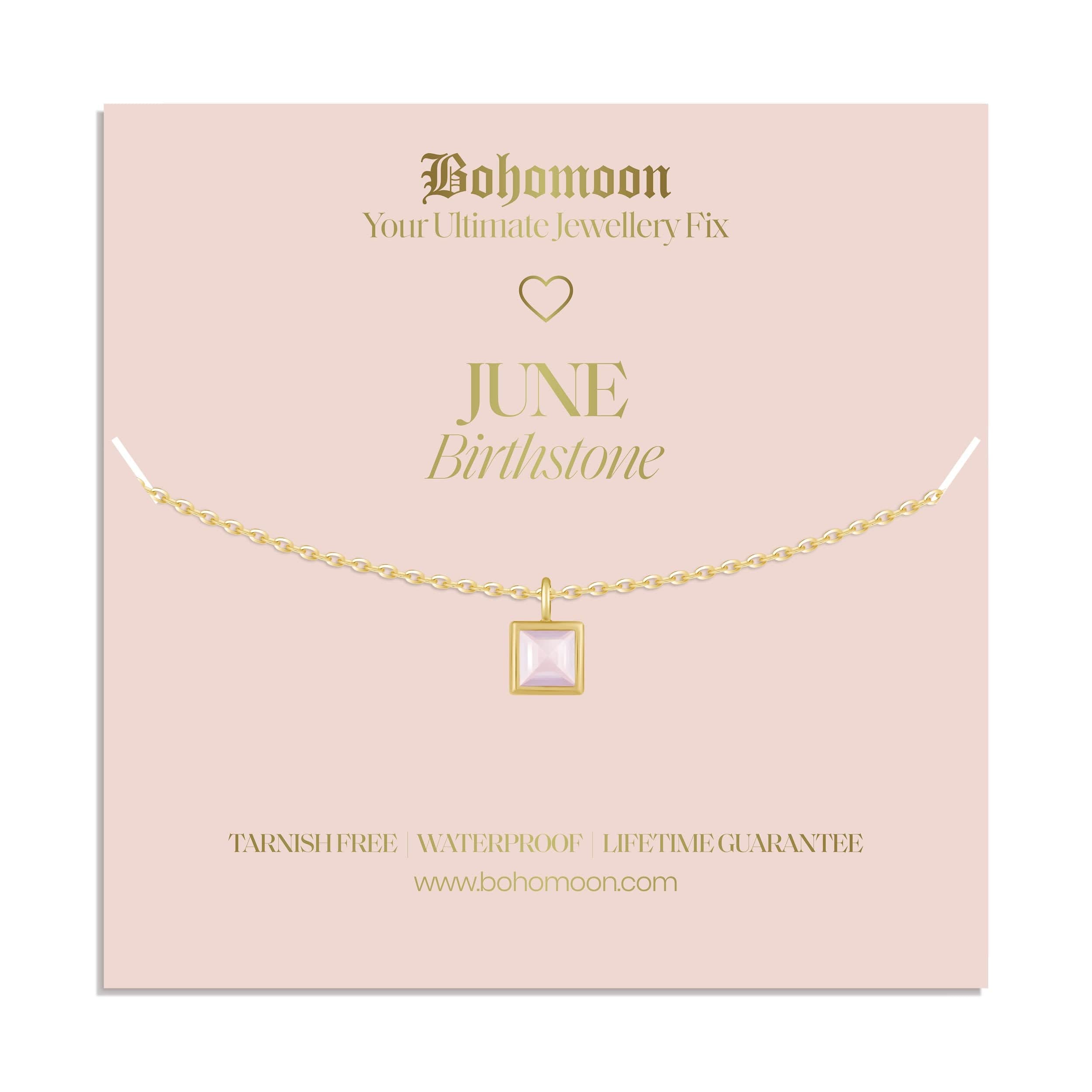 Bohomoon Stainless Steel Birthstone Necklace