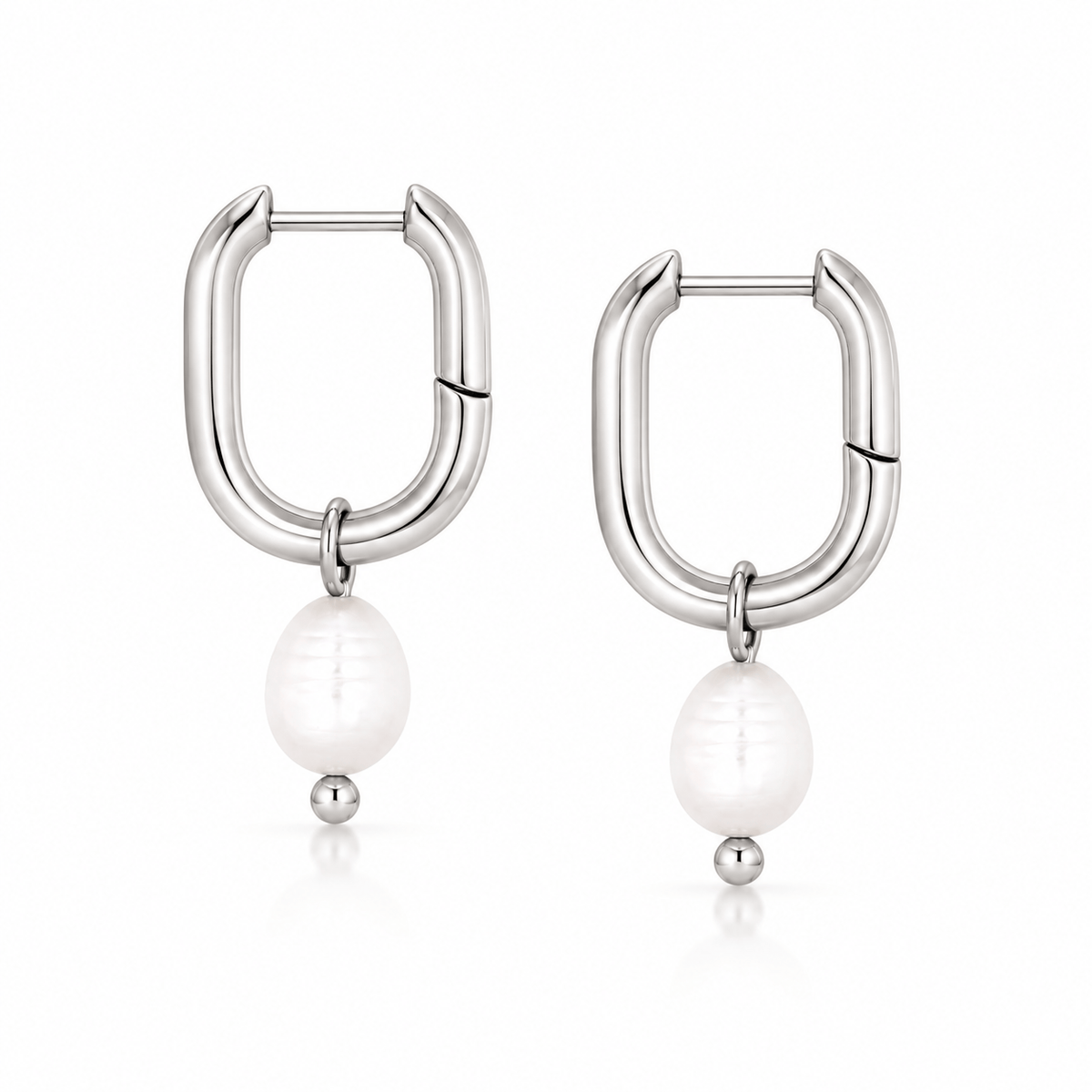 Bohomoon Stainless Steel Bora Bora Pearl Hoop Earrings