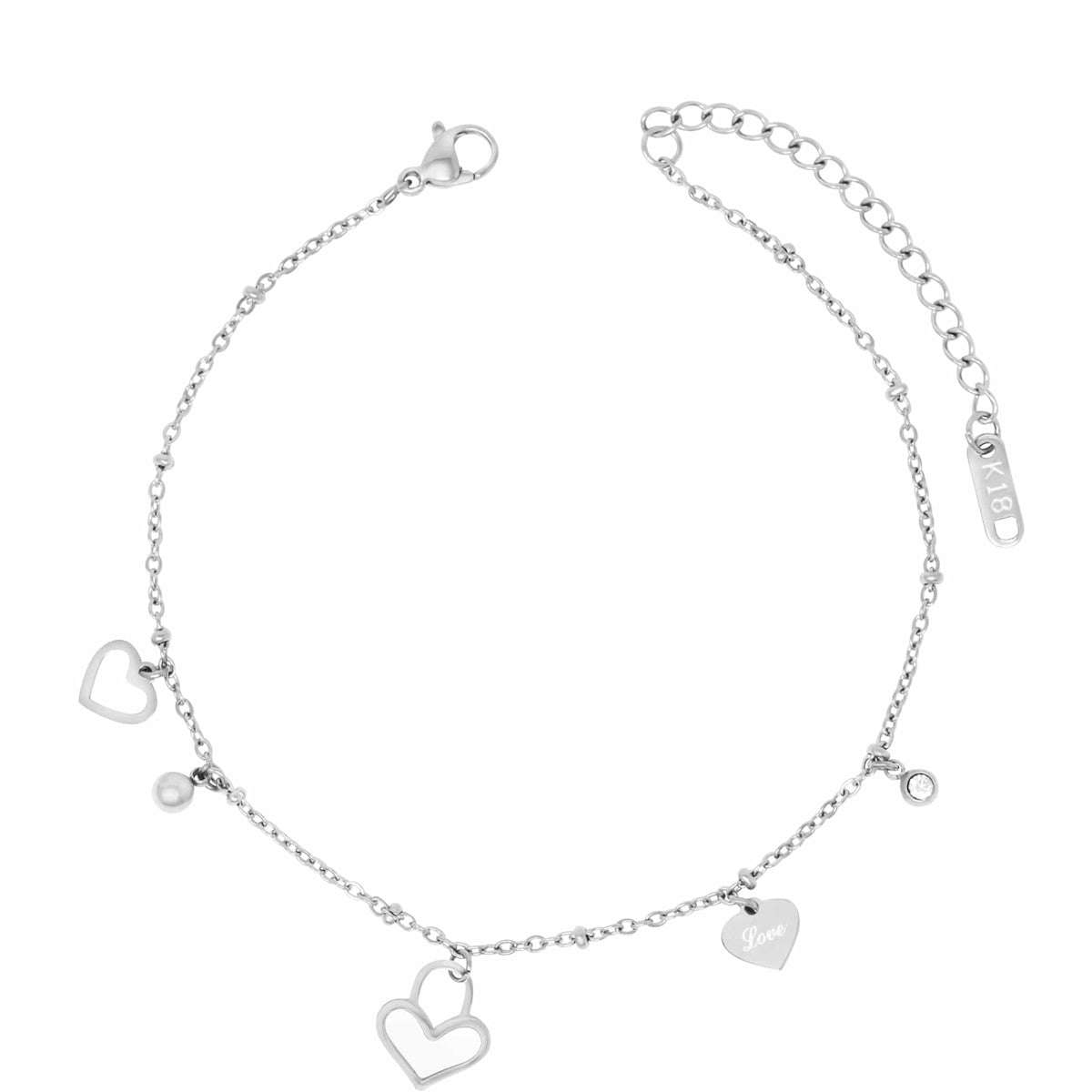 BohoMoon Stainless Steel Brandy Anklet Silver