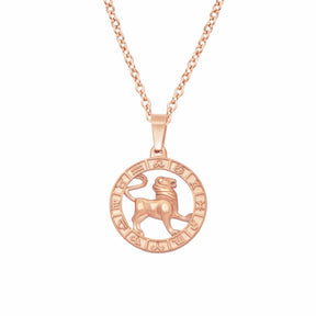 BohoMoon Stainless Steel Classic Zodiac Necklace Rose Gold / Leo