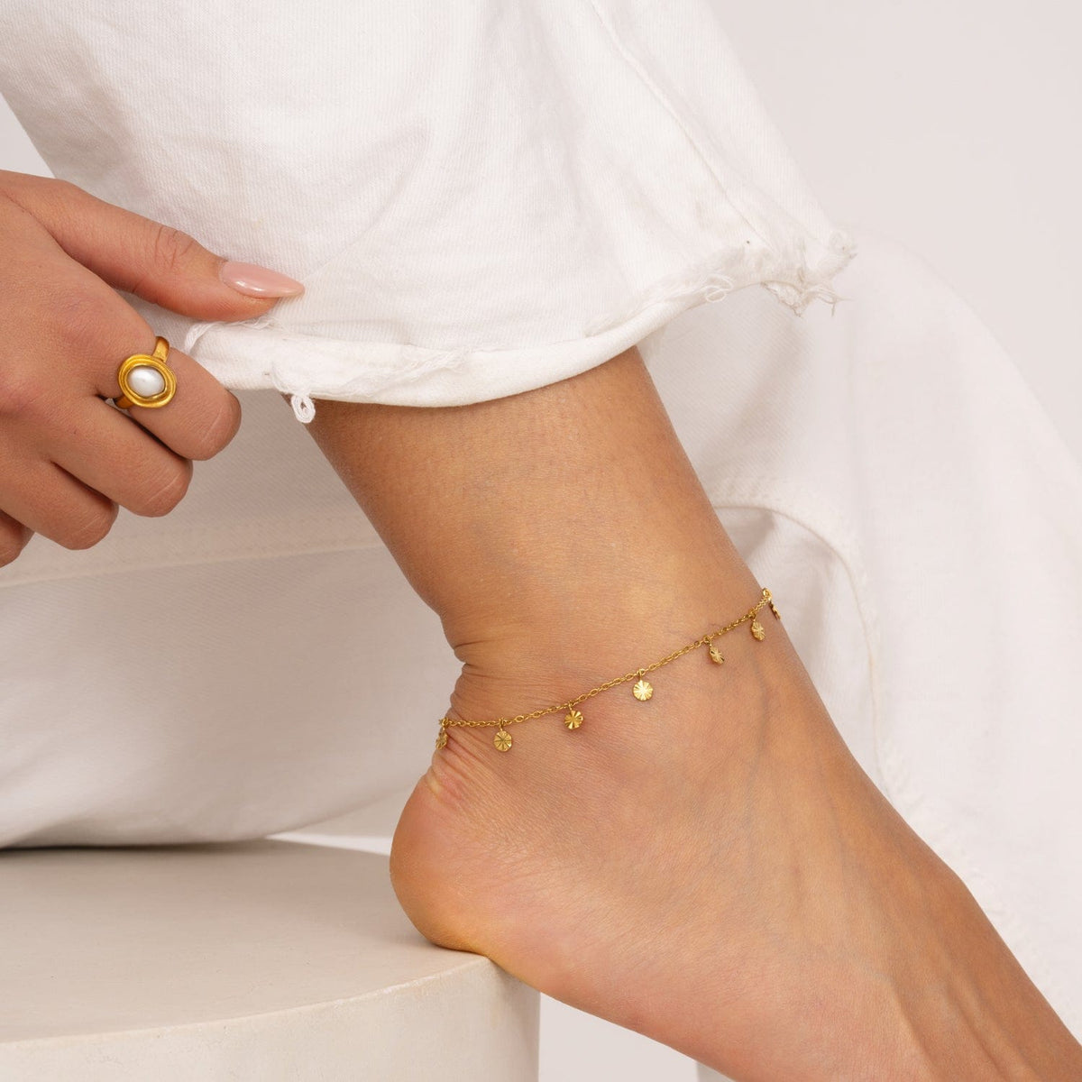 Bohomoon Stainless Steel Coin Anklet