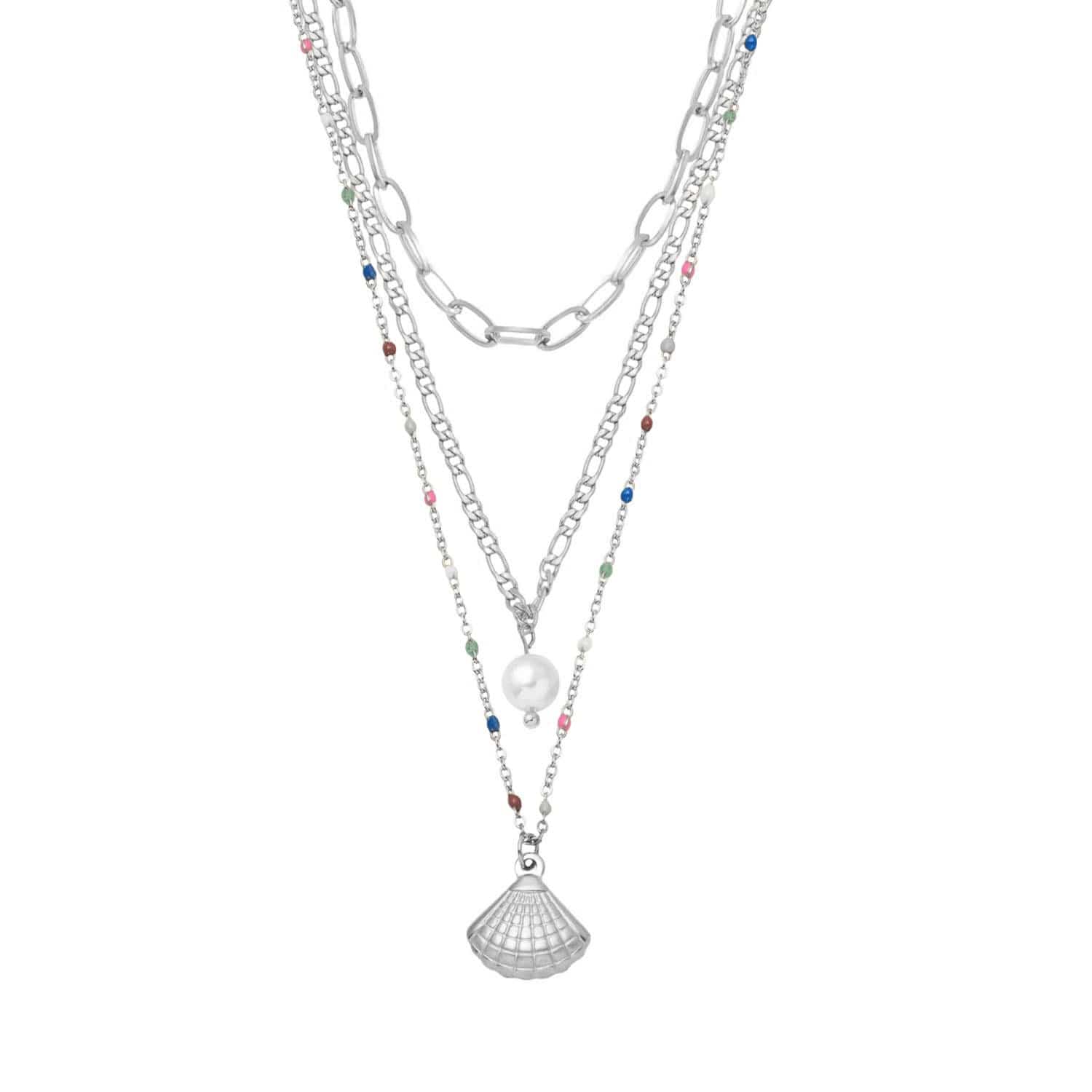Bohomoon Stainless Steel Confetti Pearl Layered Necklace