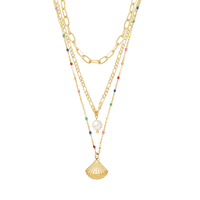 BohoMoon Stainless Steel Confetti Pearl Layered Necklace Gold