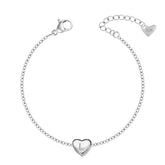 Bohomoon Stainless Steel Dainty Heart Initial Bracelet