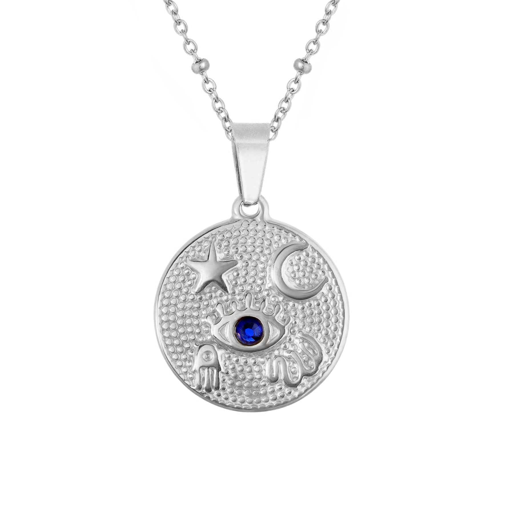 BohoMoon Stainless Steel Dakota Eye Necklace Silver