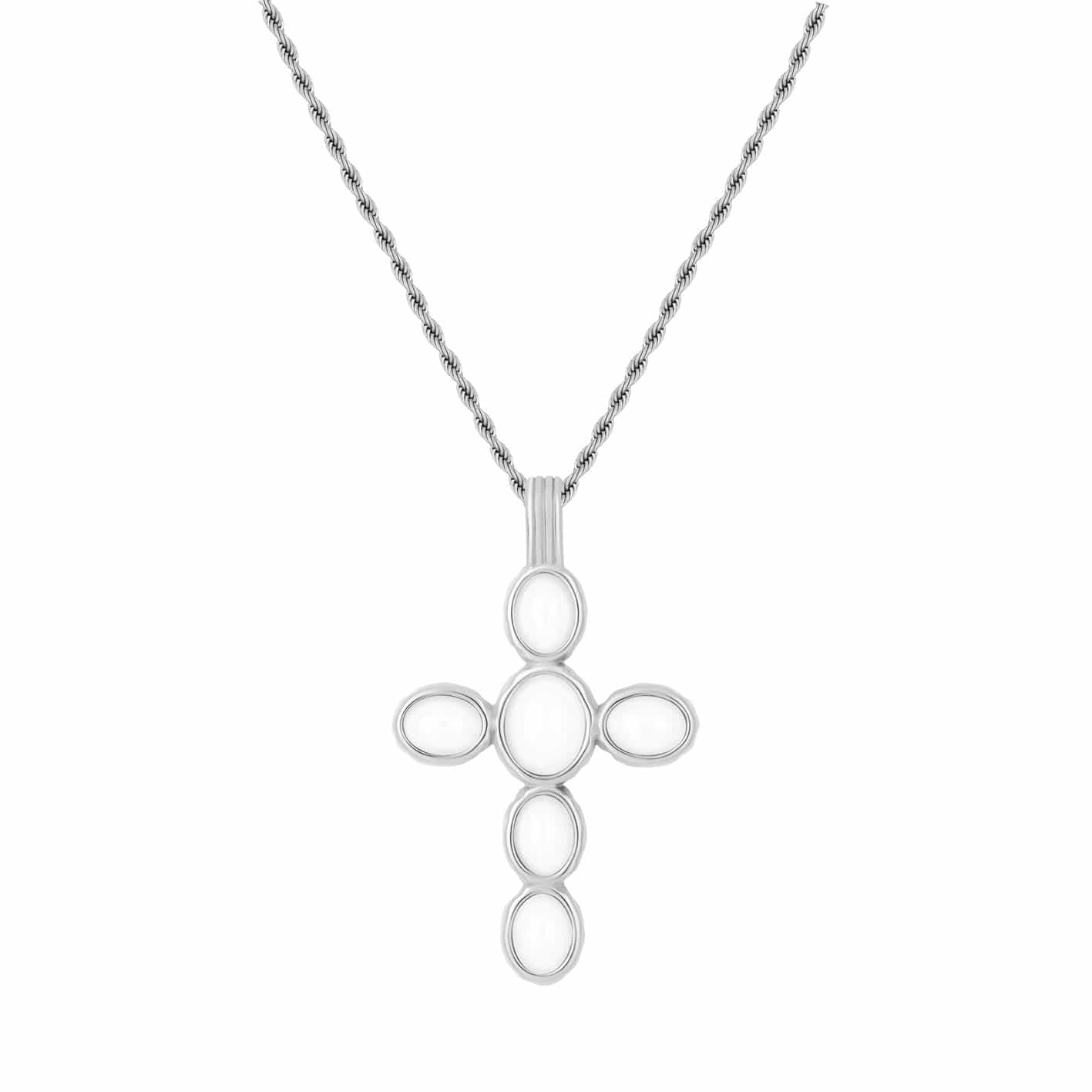 Bohomoon Delilah Pearl Cross Necklace | Sweatproof & Tarnish Free