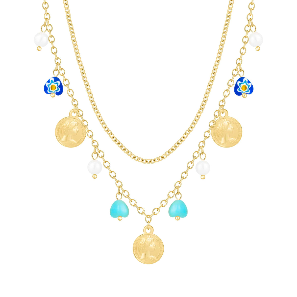 Bohomoon Stainless Steel Element Layered Necklace