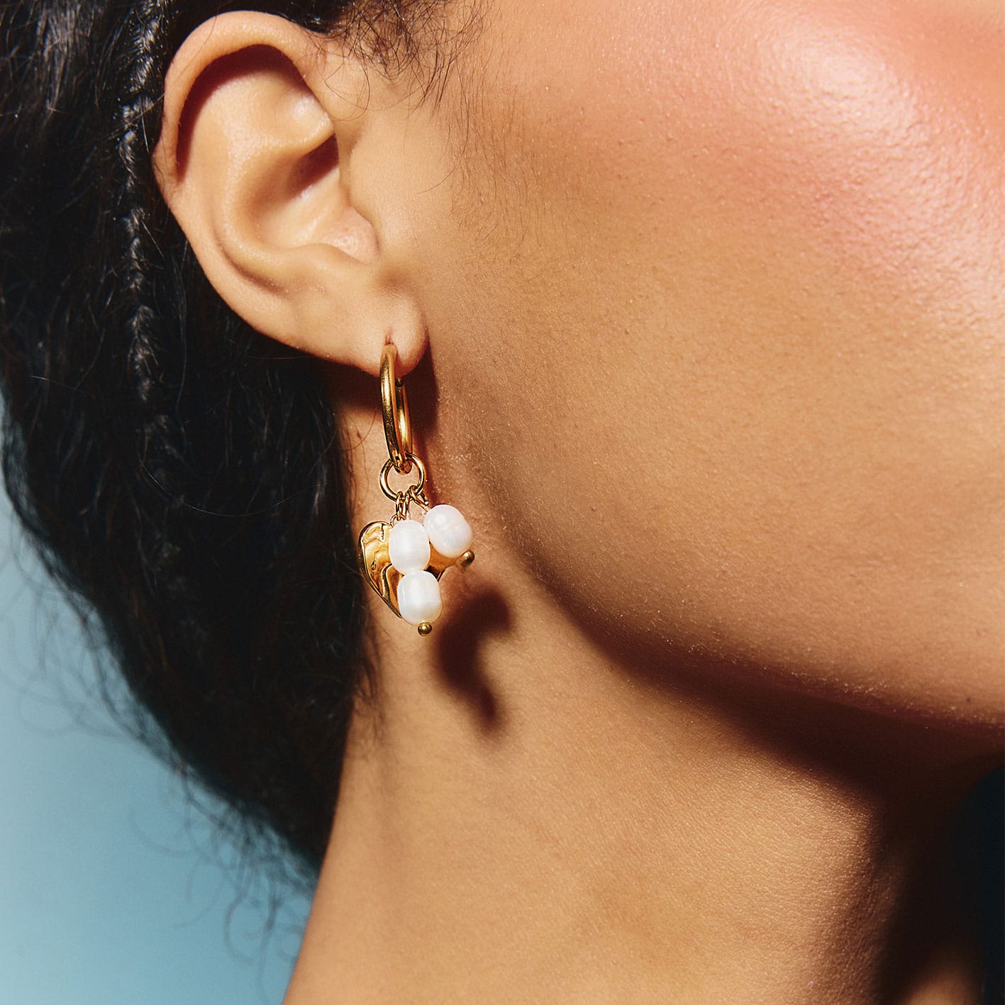 Bohomoon Stainless Steel Elysian Pearl Hoop Earrings