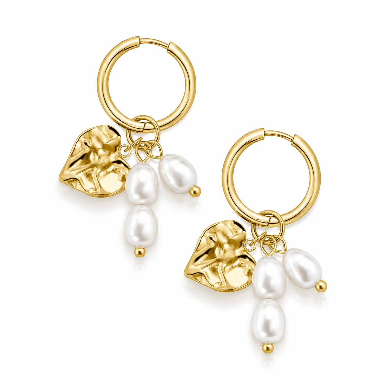 Bohomoon Stainless Steel Elysian Pearl Hoop Earrings