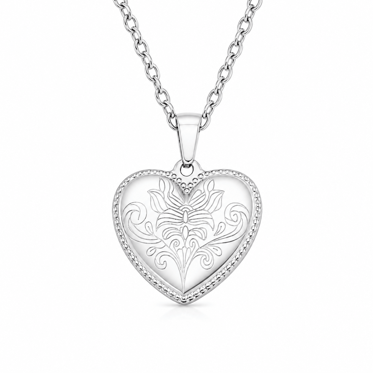 Bohomoon Stainless Steel Engraved Heart Necklace