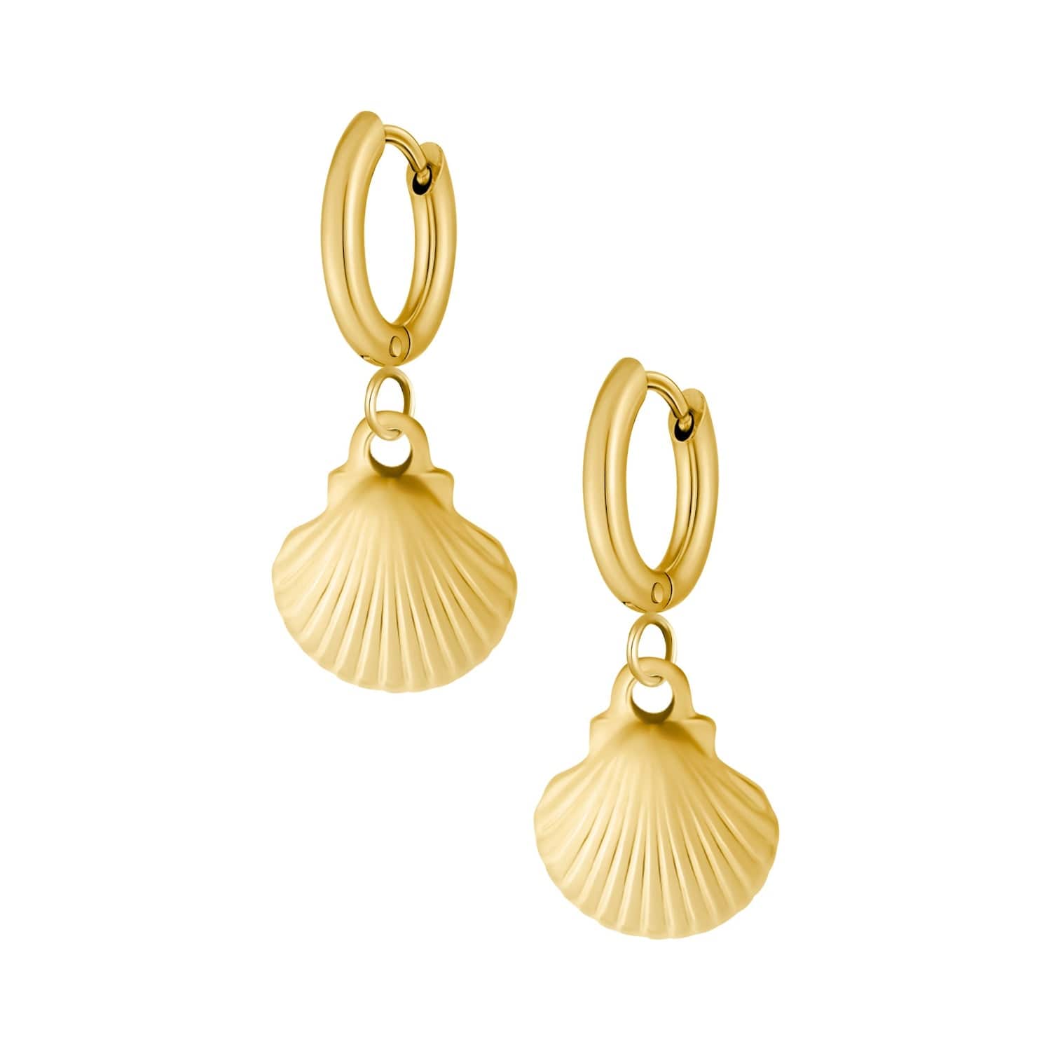 Bohomoon Stainless Steel Flavia Shell Hoop Earrings