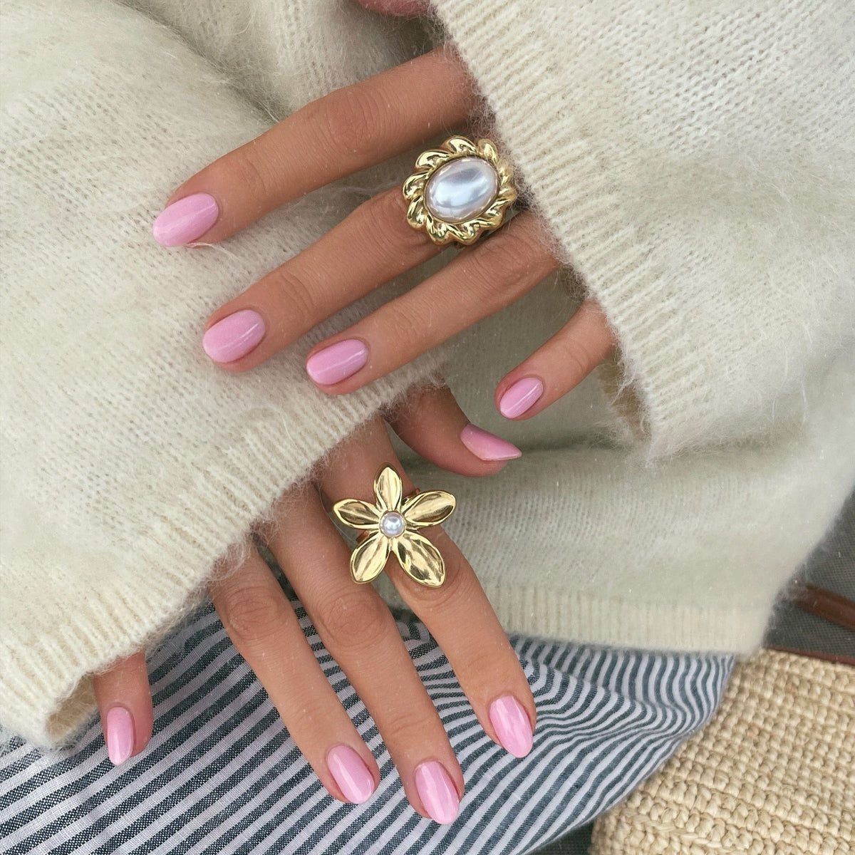 Bohomoon Stainless Steel Flora Pearl Ring