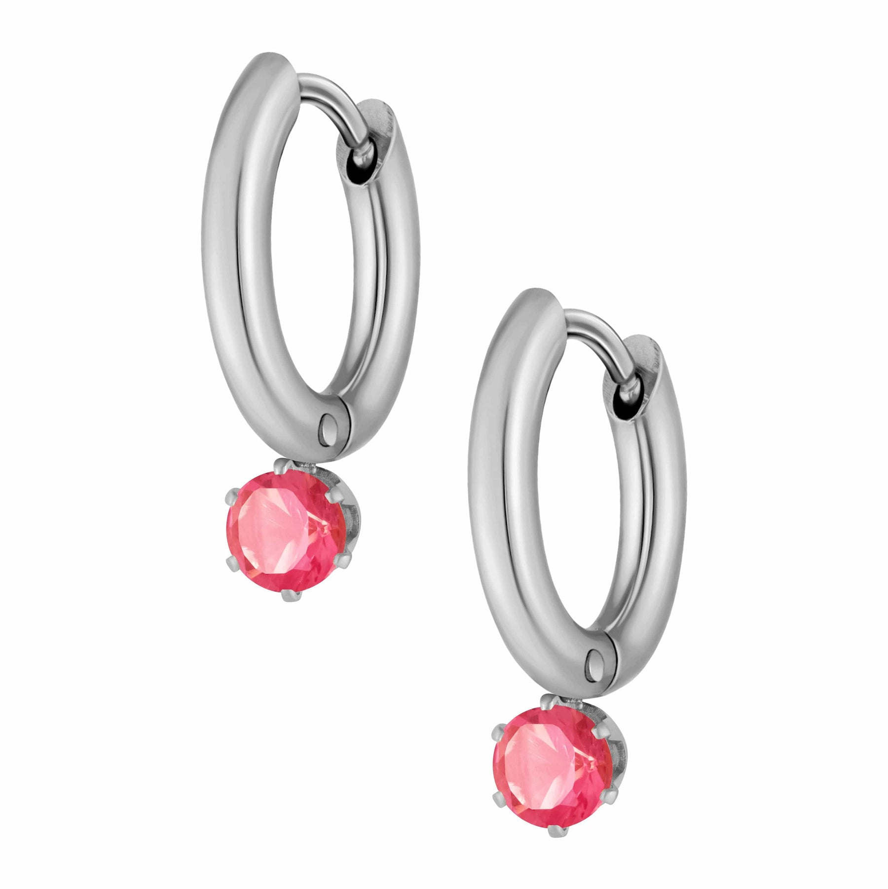 Bohomoon Stainless Steel Forever Birthstone Hoop Earrings