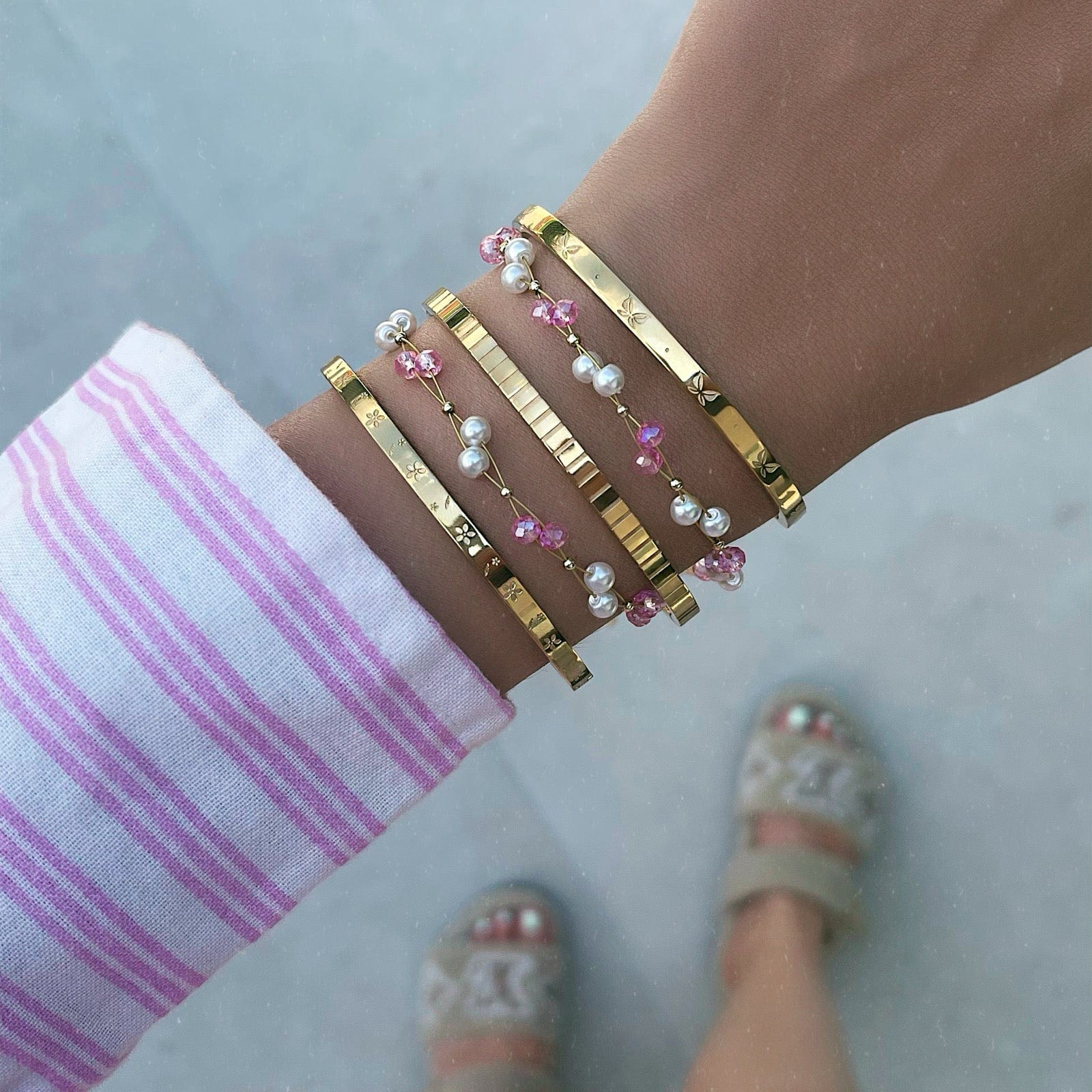 Bohomoon Stainless Steel Gardenia Pearl Bracelet