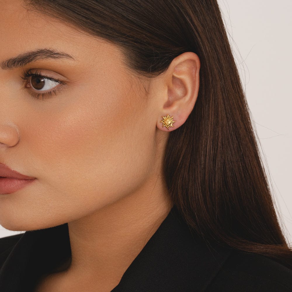 Bohomoon Stainless Steel Gilded Sun Stud Earrings