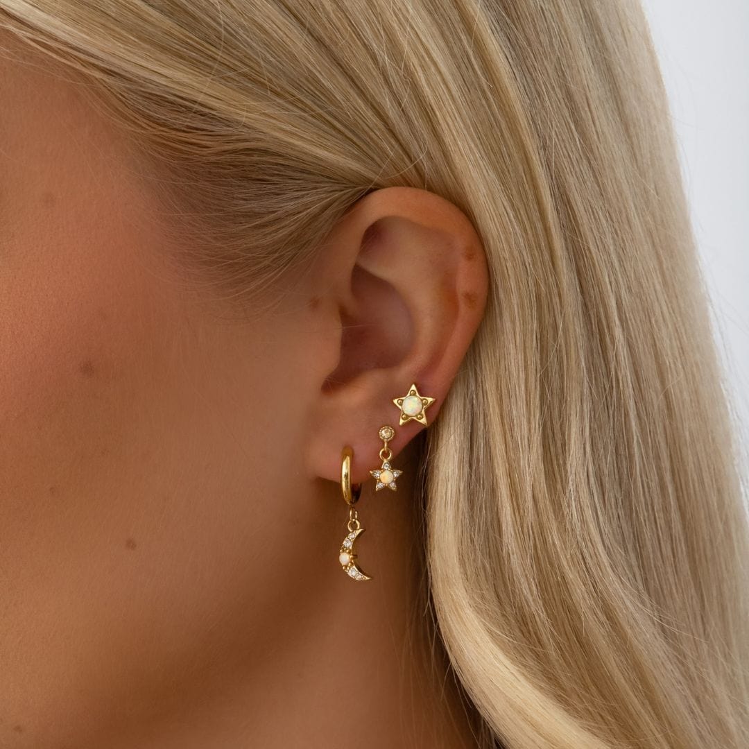 Bohomoon Stainless Steel Golddust Opal Hoop Earrings