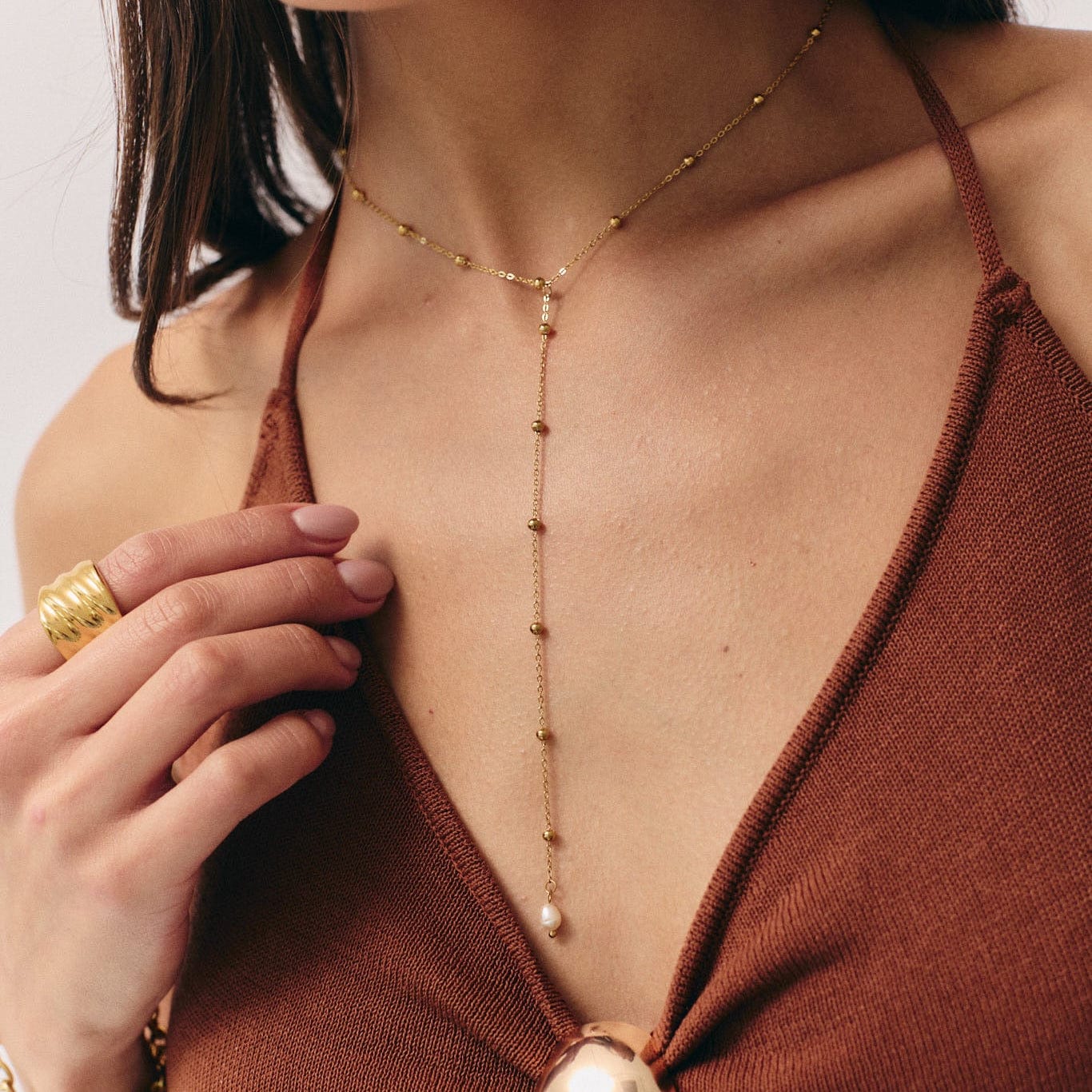 Bohomoon Stainless Steel Golden Hour Lariat Choker / Necklace