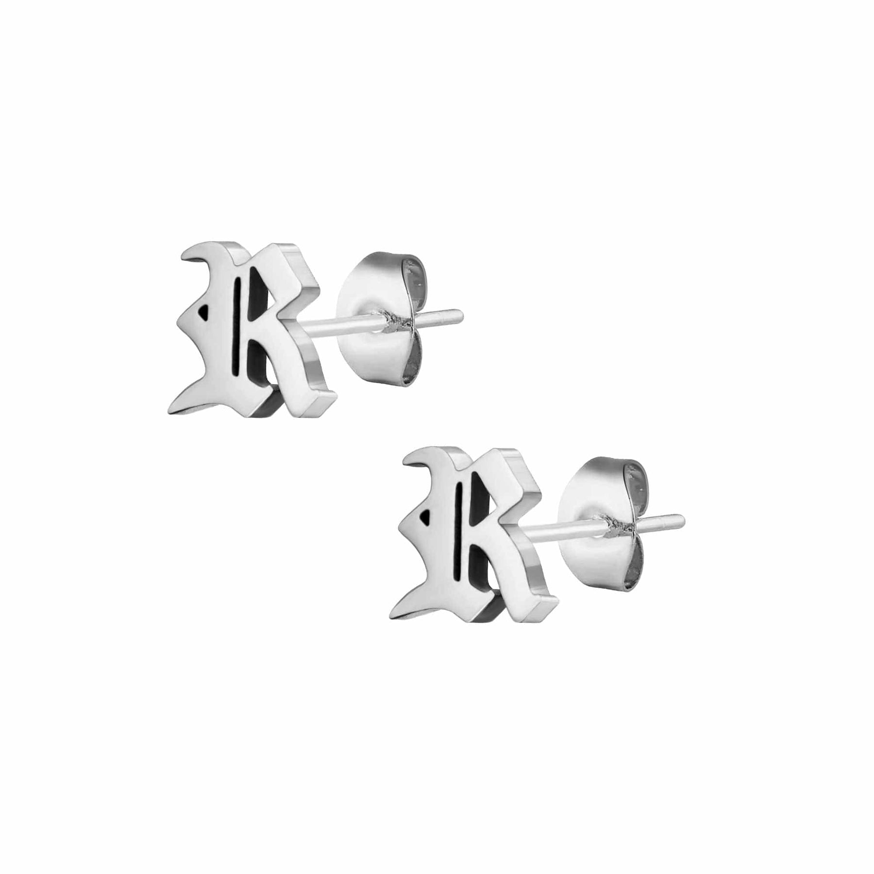 BOHOMOON Stainless Steel Gothic Initial Earrings Silver / A