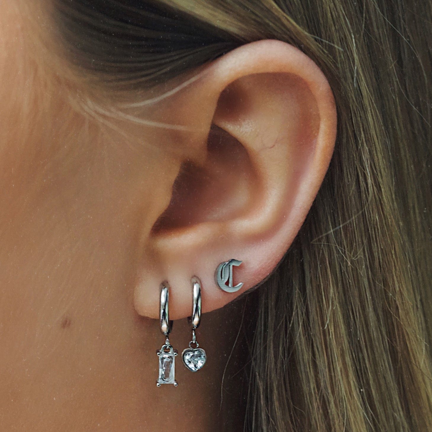 BOHOMOON Stainless Steel Gothic Initial Earrings