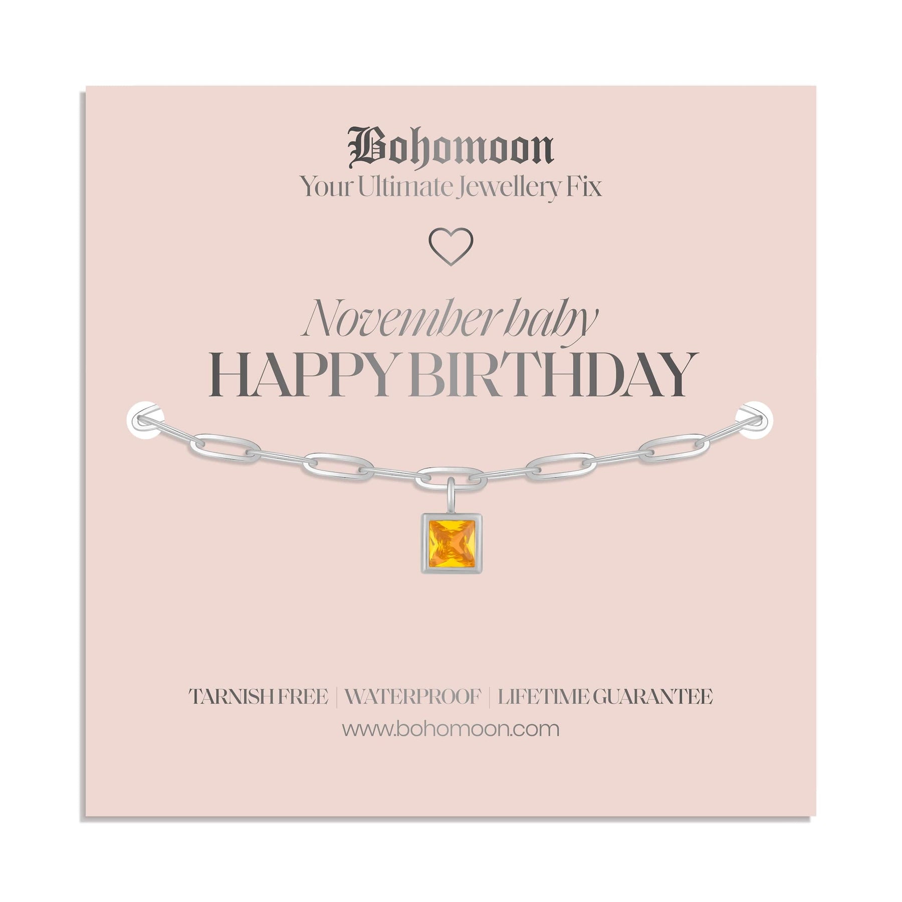 Bohomoon Stainless Steel Happy Birthday Birthstone Bracelet