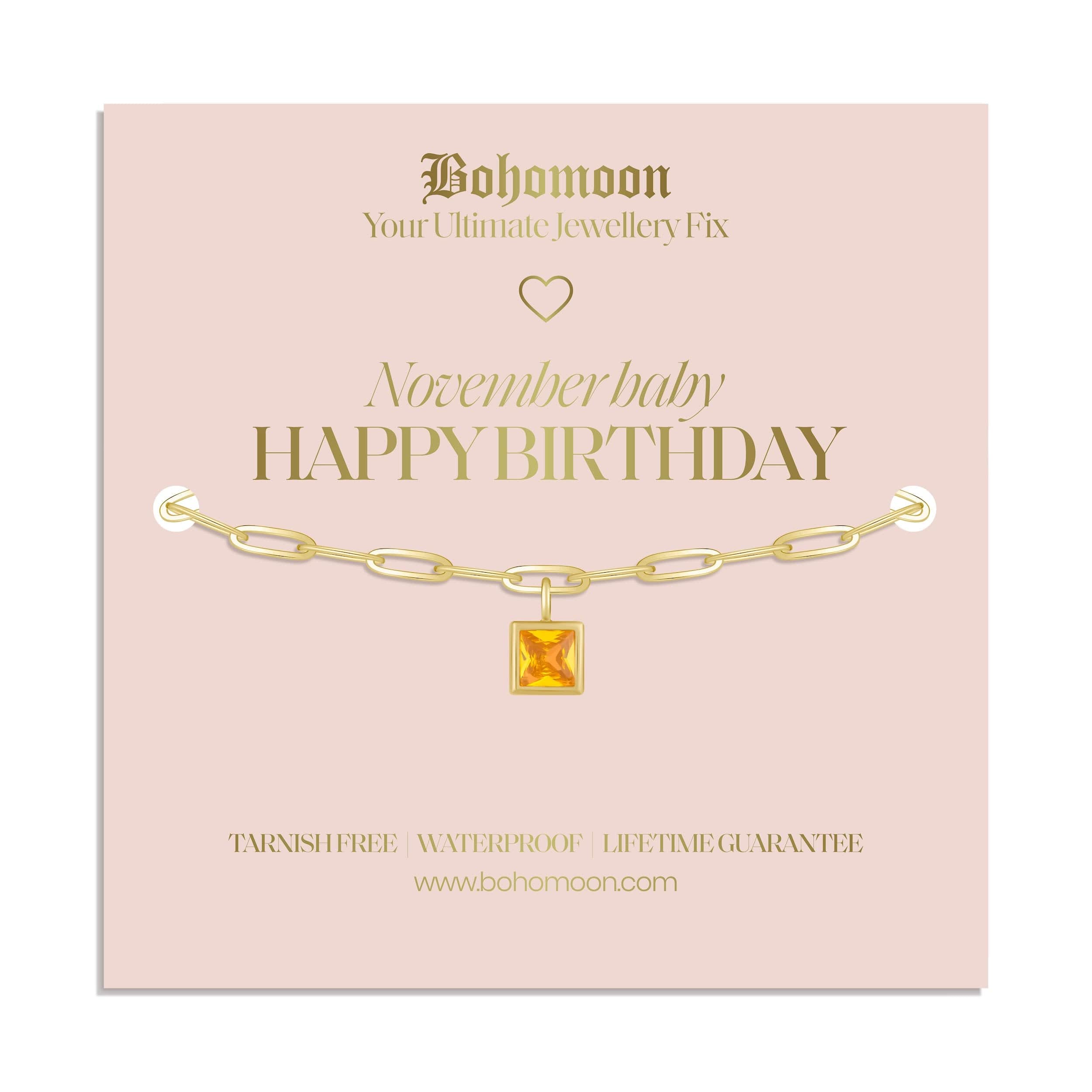 Bohomoon Stainless Steel Happy Birthday Birthstone Bracelet