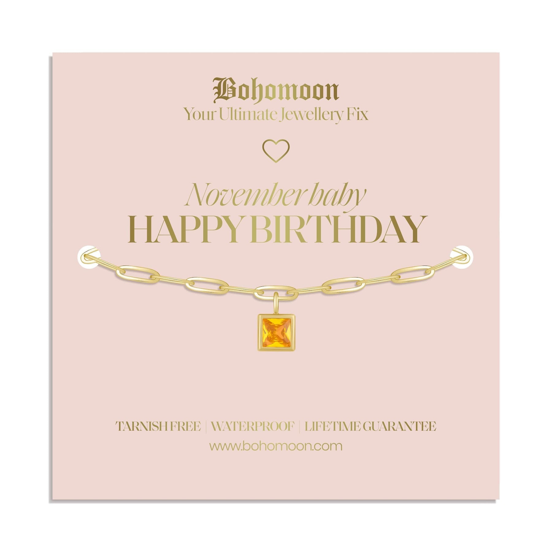 Bohomoon Stainless Steel Happy Birthday Birthstone Bracelet