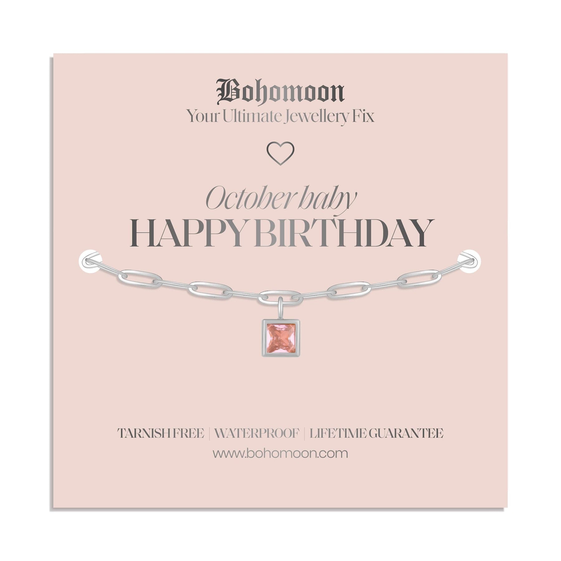 Bohomoon Stainless Steel Happy Birthday Birthstone Bracelet