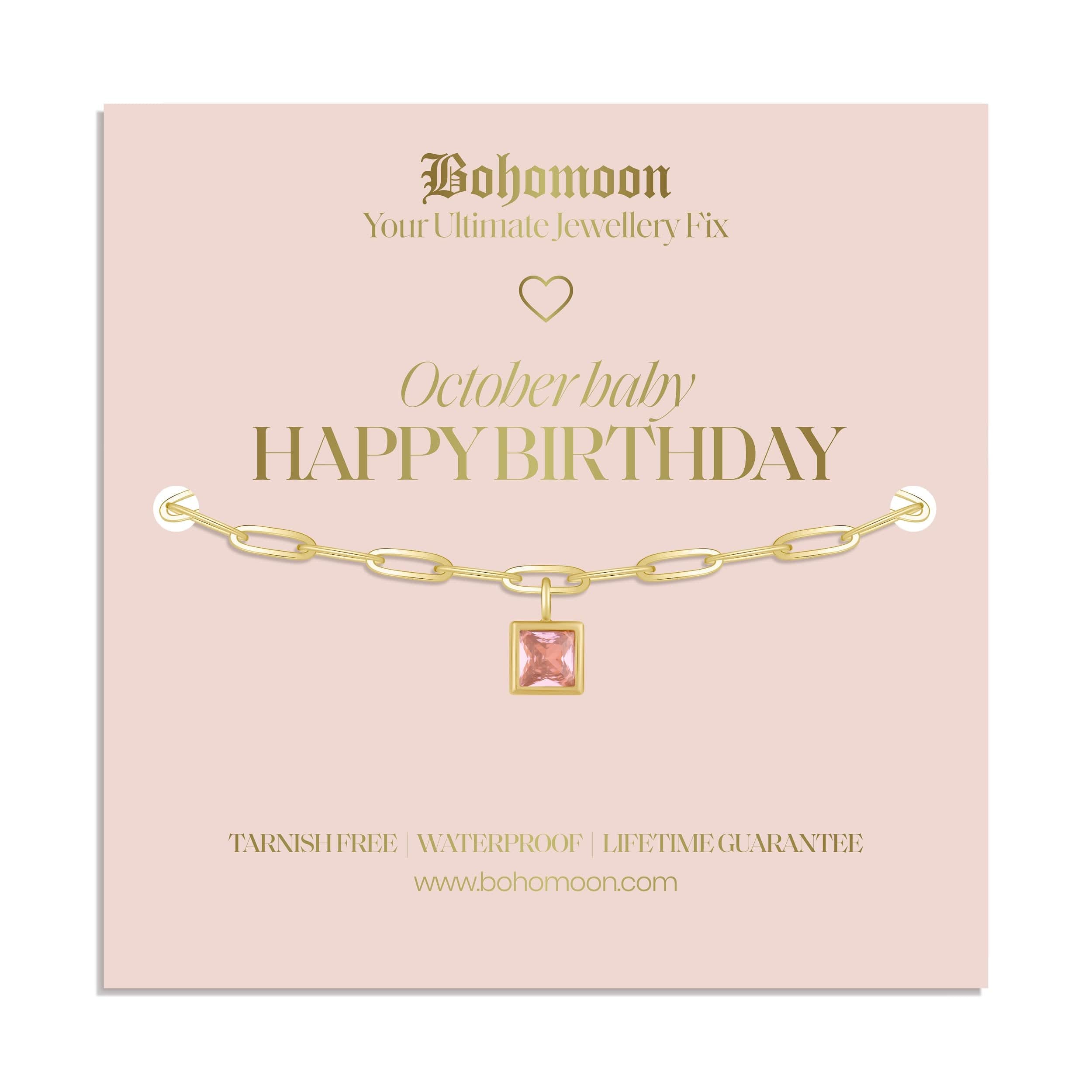 Bohomoon Stainless Steel Happy Birthday Birthstone Bracelet