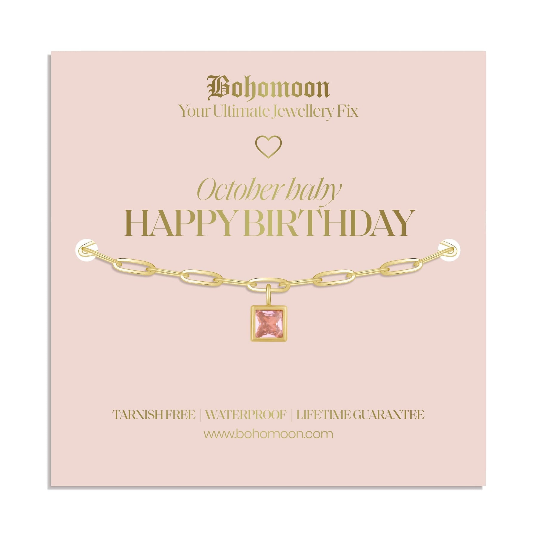 Bohomoon Stainless Steel Happy Birthday Birthstone Bracelet