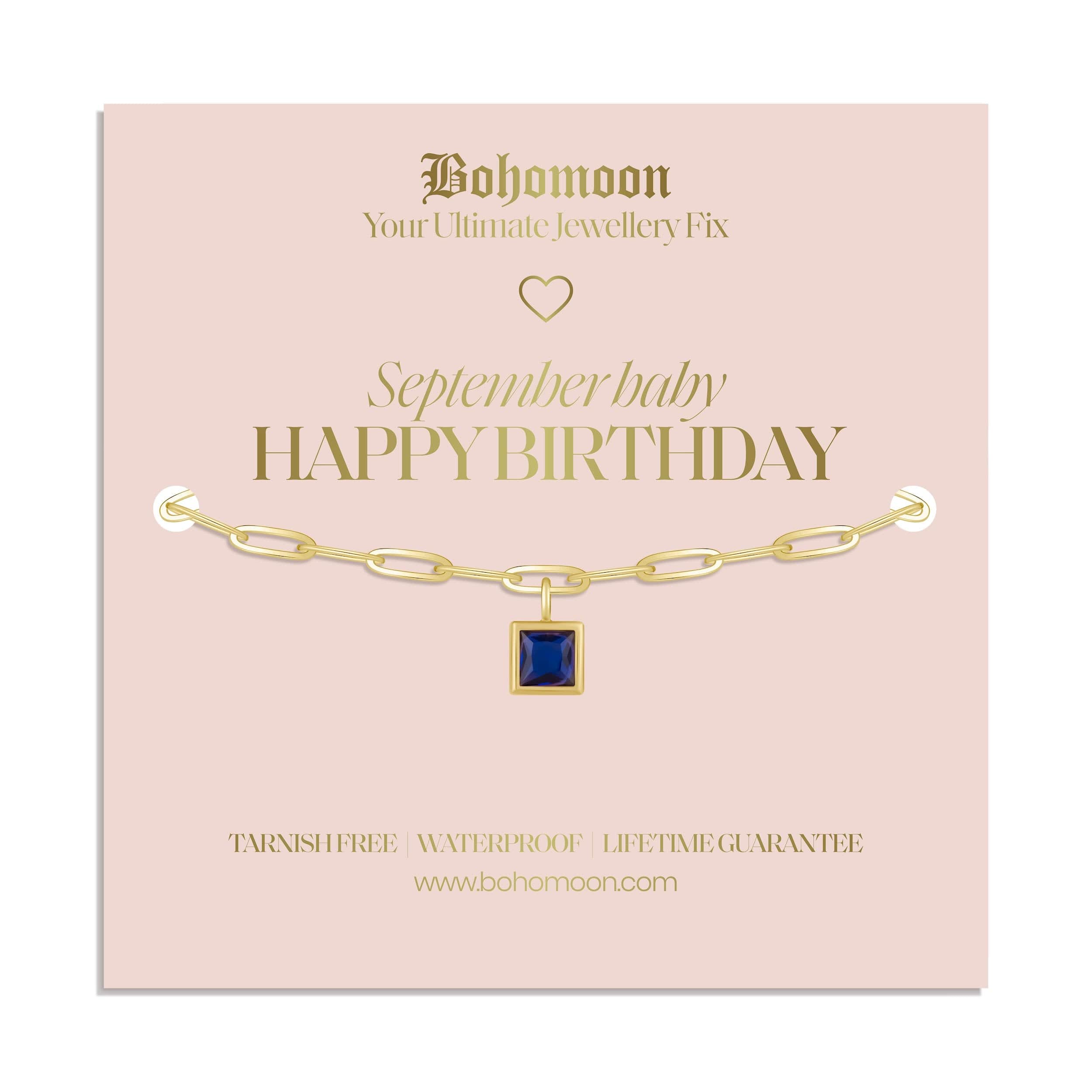 Bohomoon Stainless Steel Happy Birthday Birthstone Bracelet