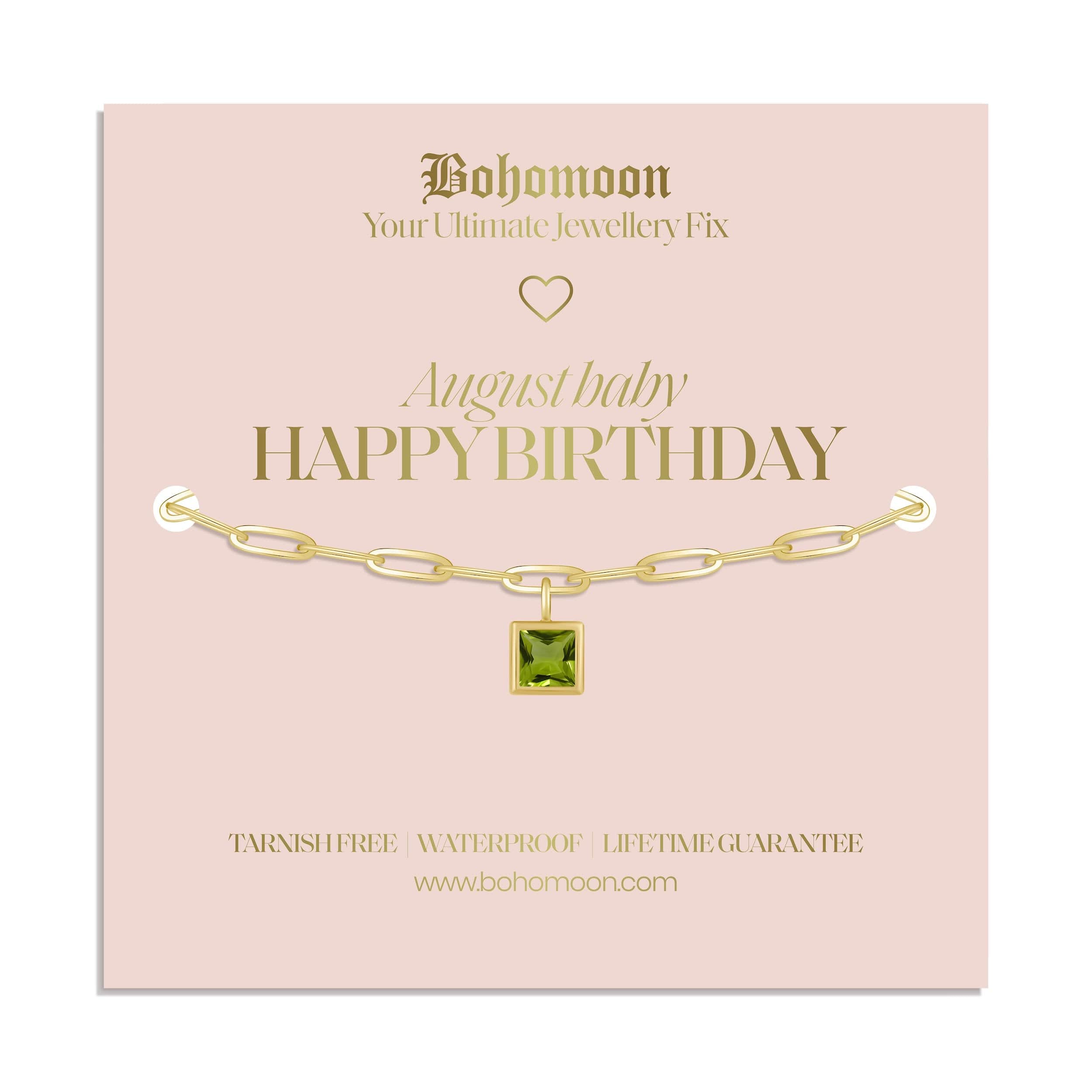Bohomoon Stainless Steel Happy Birthday Birthstone Bracelet