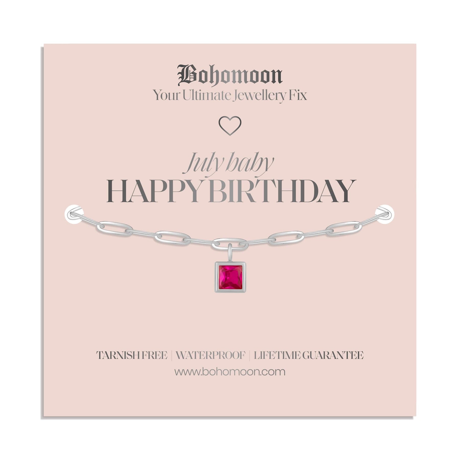 Bohomoon Stainless Steel Happy Birthday Birthstone Bracelet