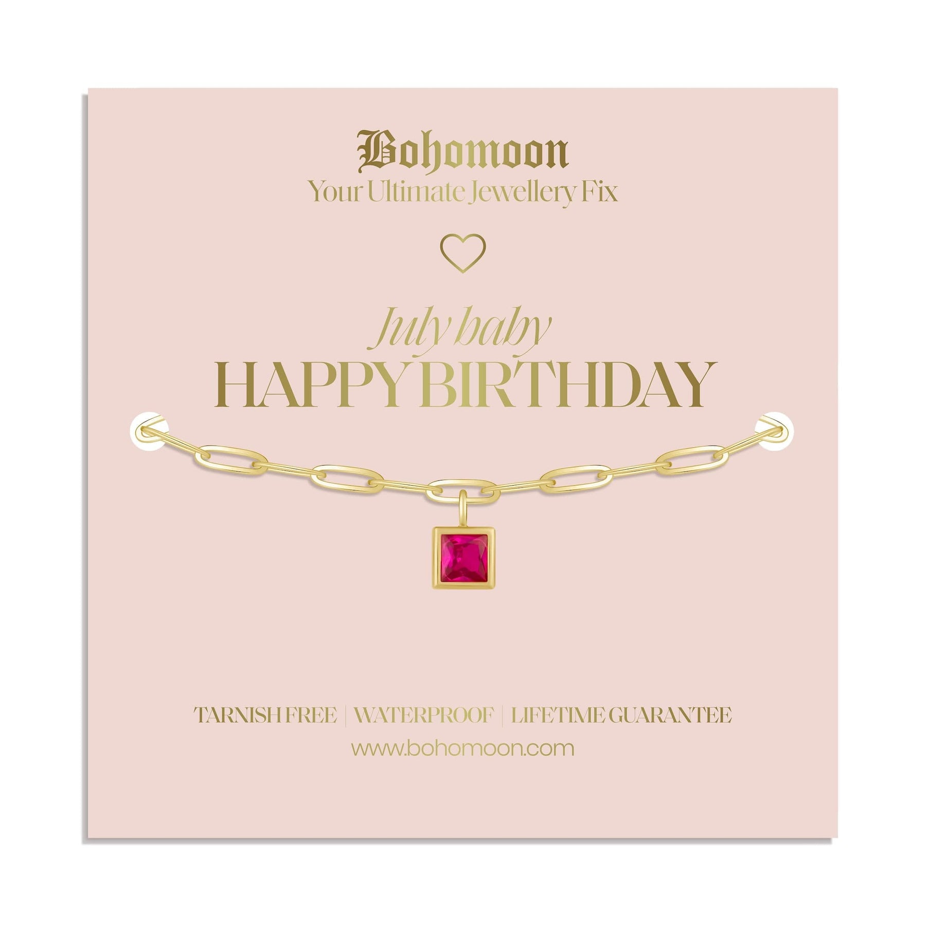 Bohomoon Stainless Steel Happy Birthday Birthstone Bracelet