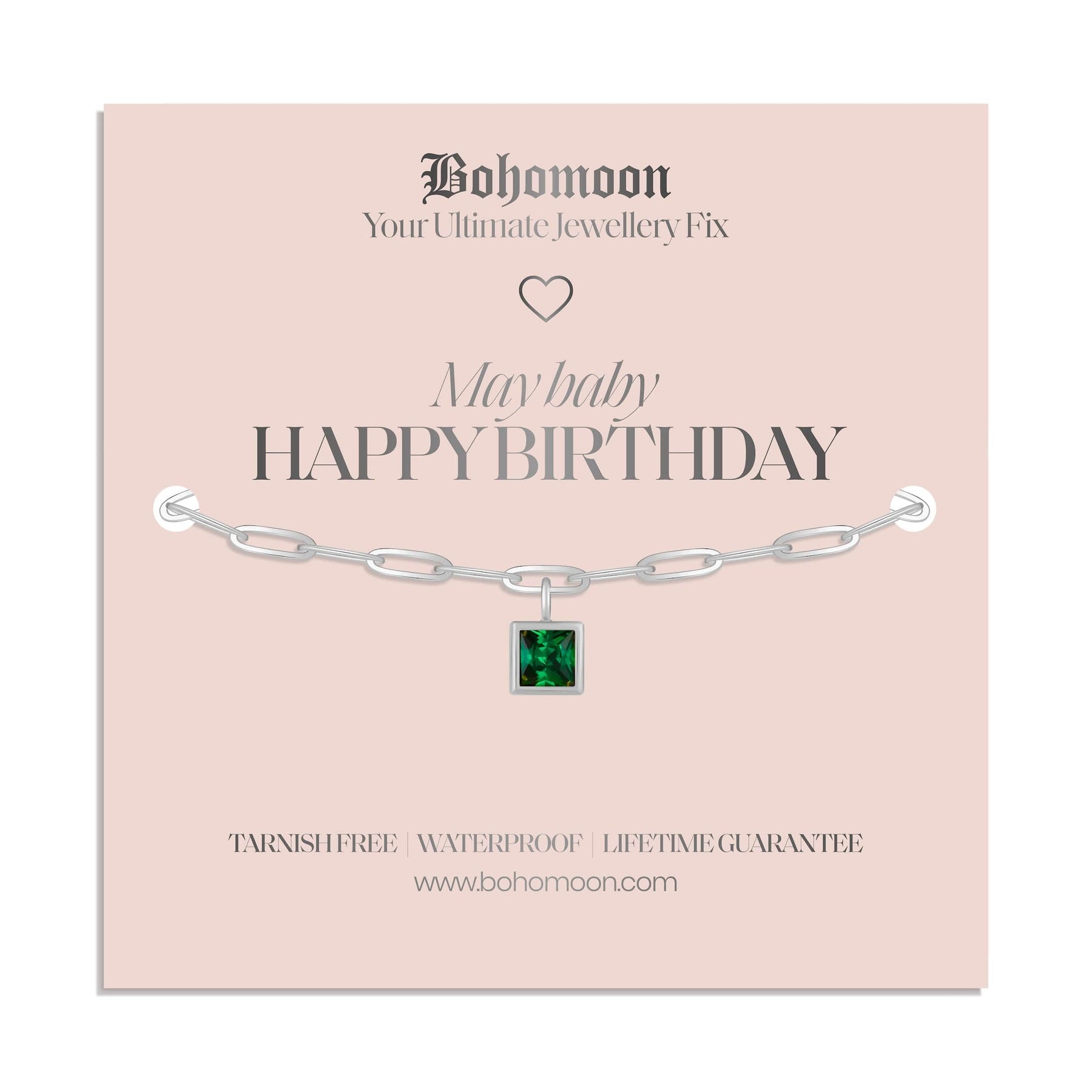 Bohomoon Stainless Steel Happy Birthday Birthstone Bracelet