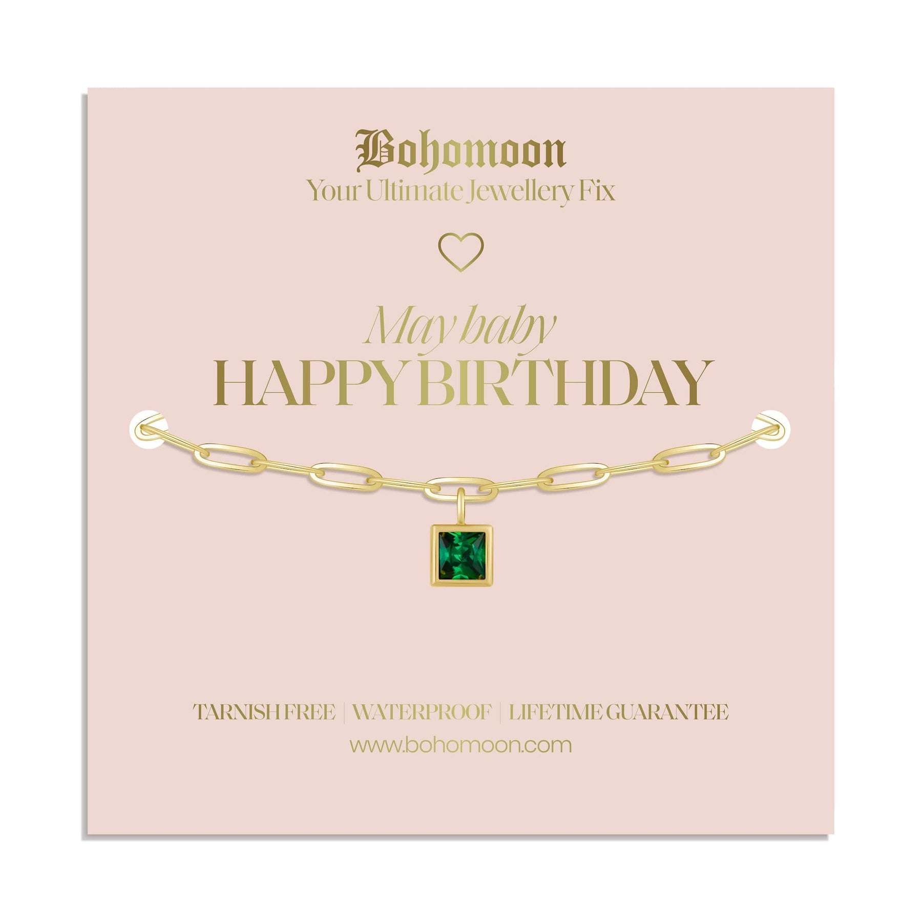 Bohomoon Stainless Steel Happy Birthday Birthstone Bracelet