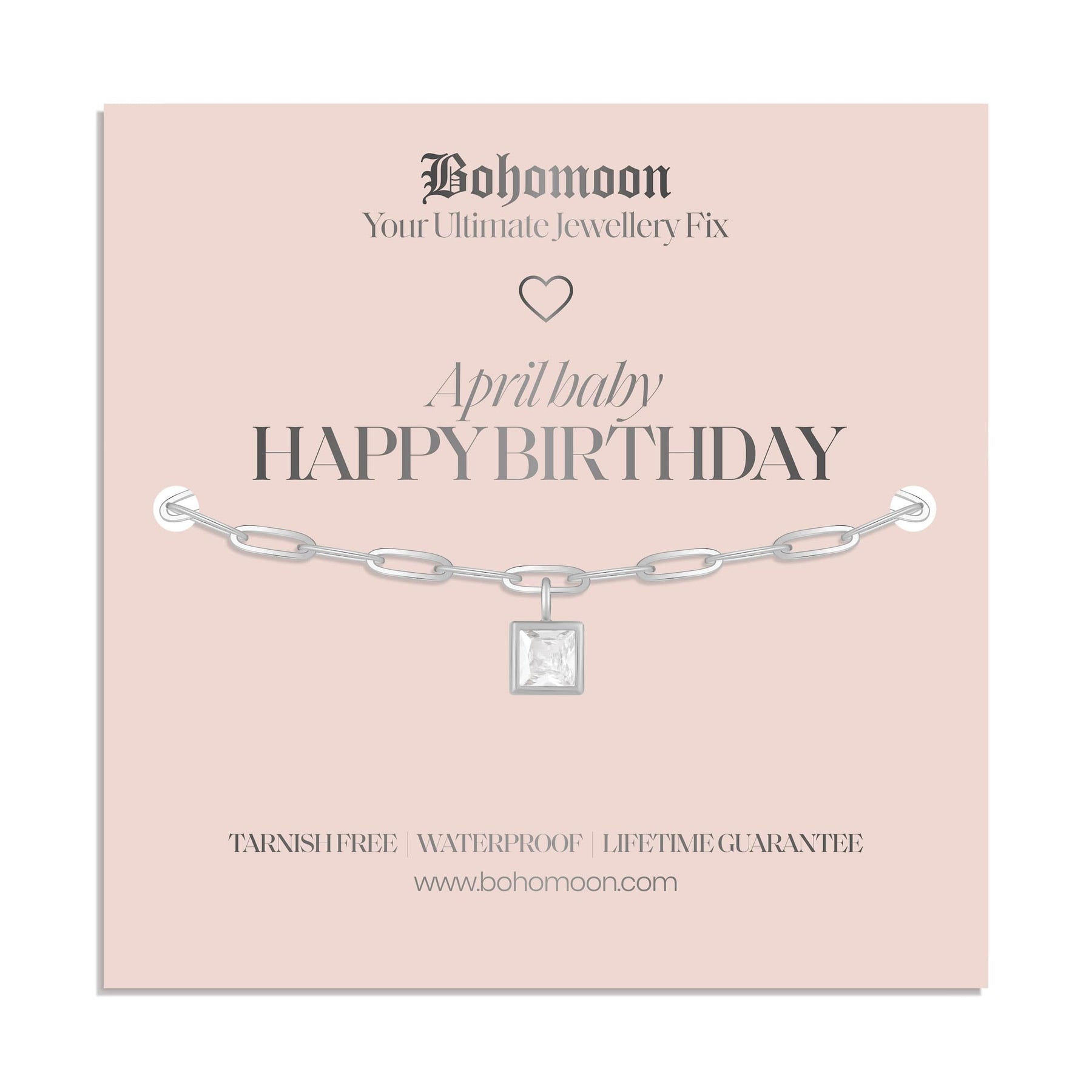 Bohomoon Stainless Steel Happy Birthday Birthstone Bracelet